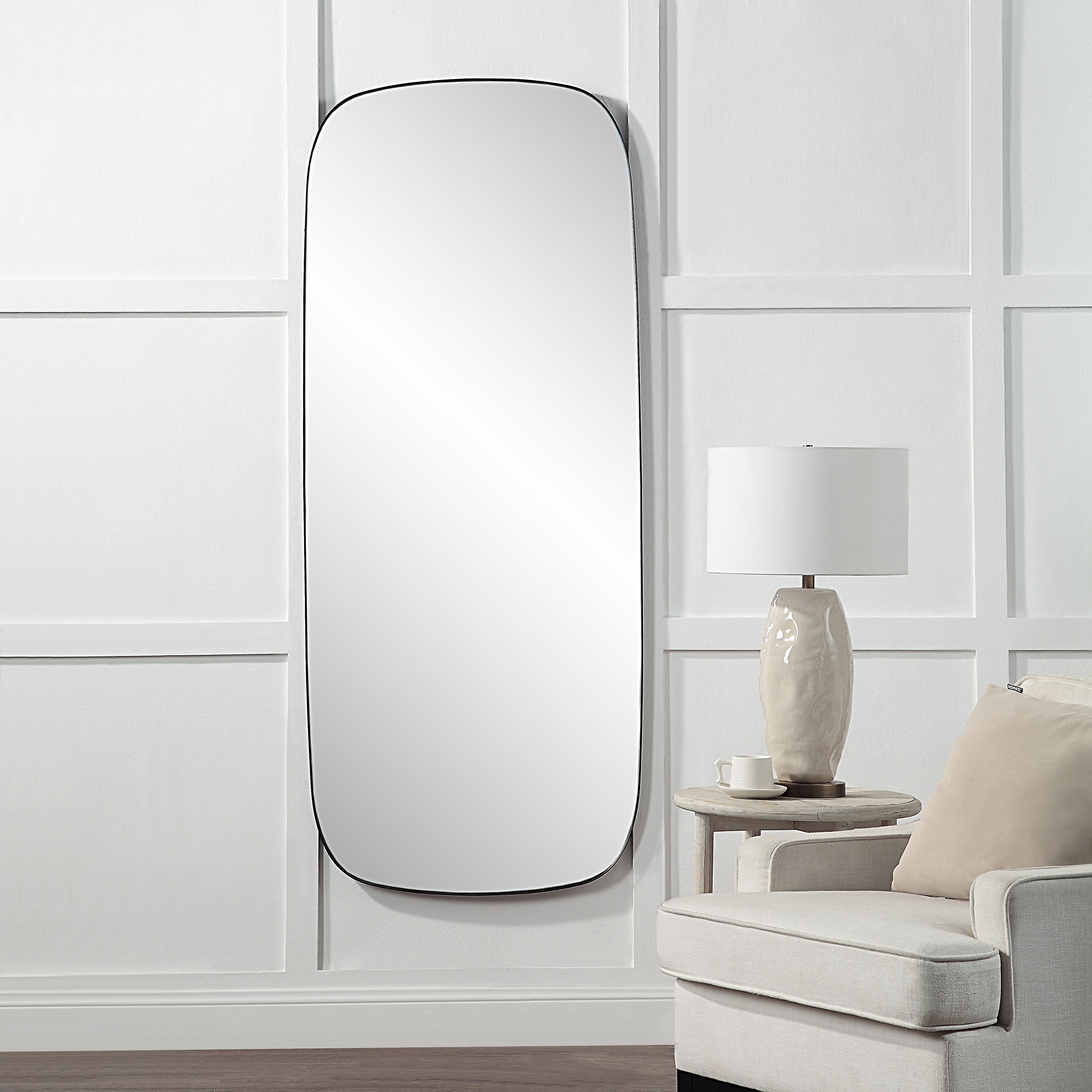 Almandine 72" Tall Rectangular Mirror, Matte Black-Leaner-DECOROLALA