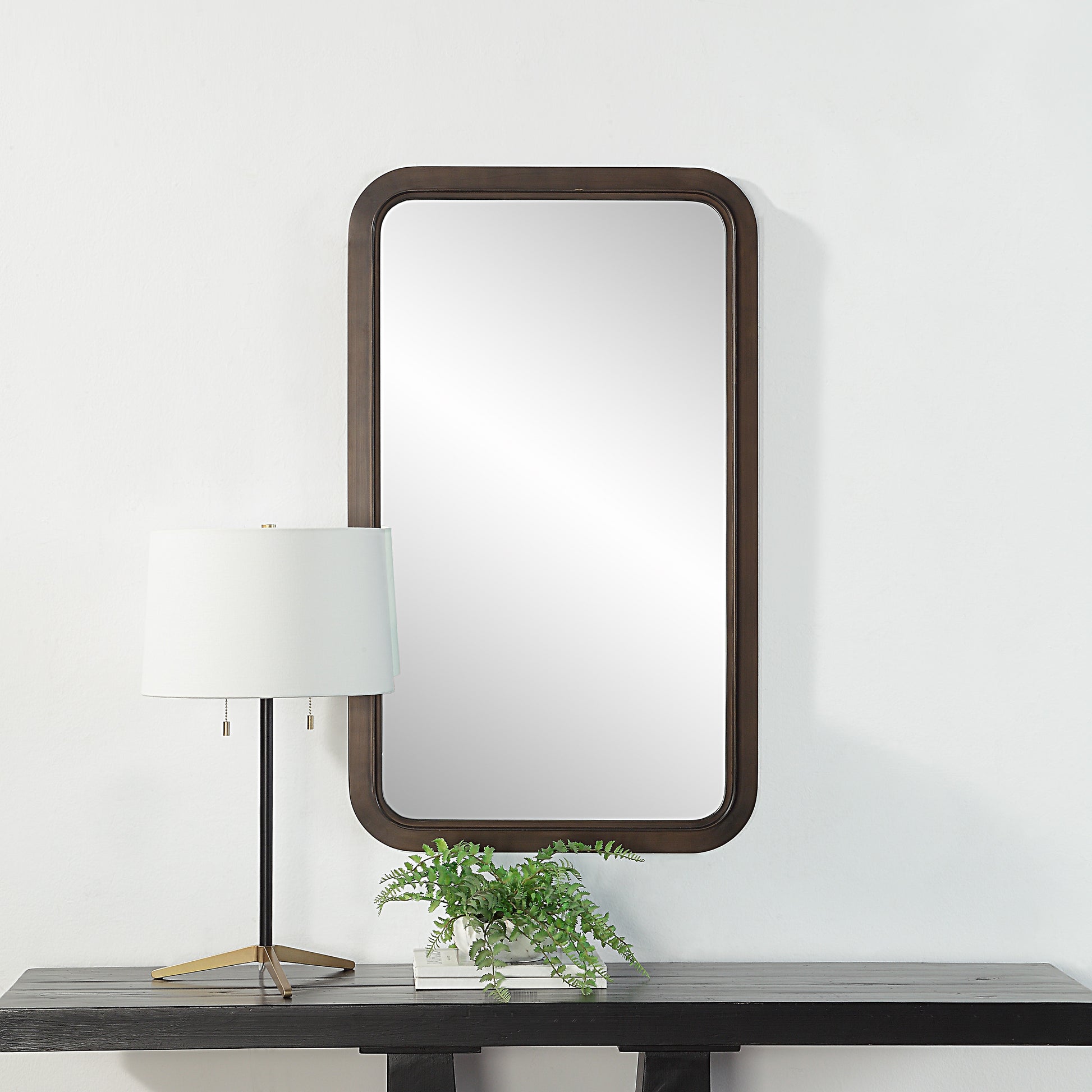 Almere 40" Tall Rectangular Mirror, Dark Antique Bronze-Mirror-DECOROLALA