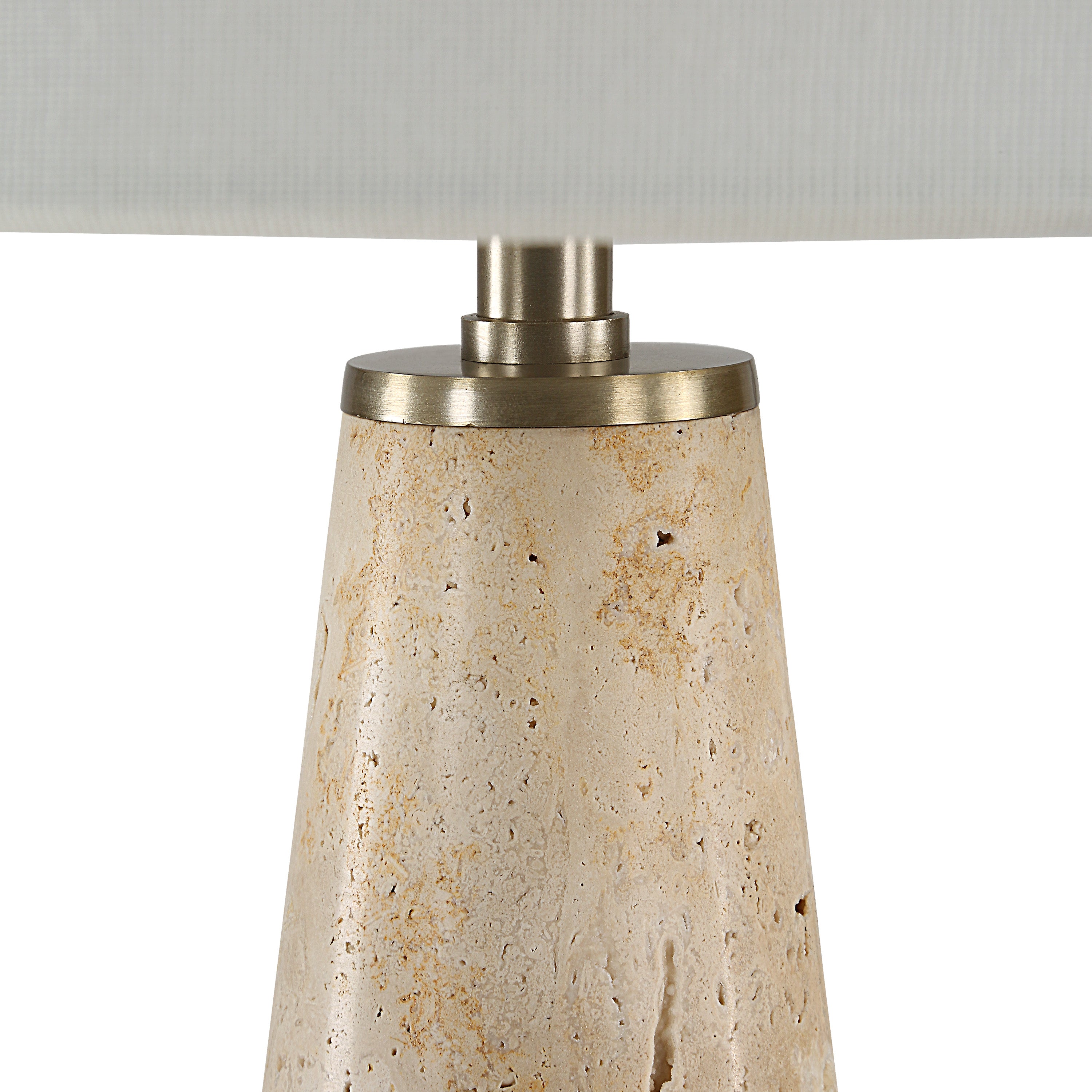 Almeria 28.5" Travertine Table Lamp, Beige-Table Lamp-DECOROLALA