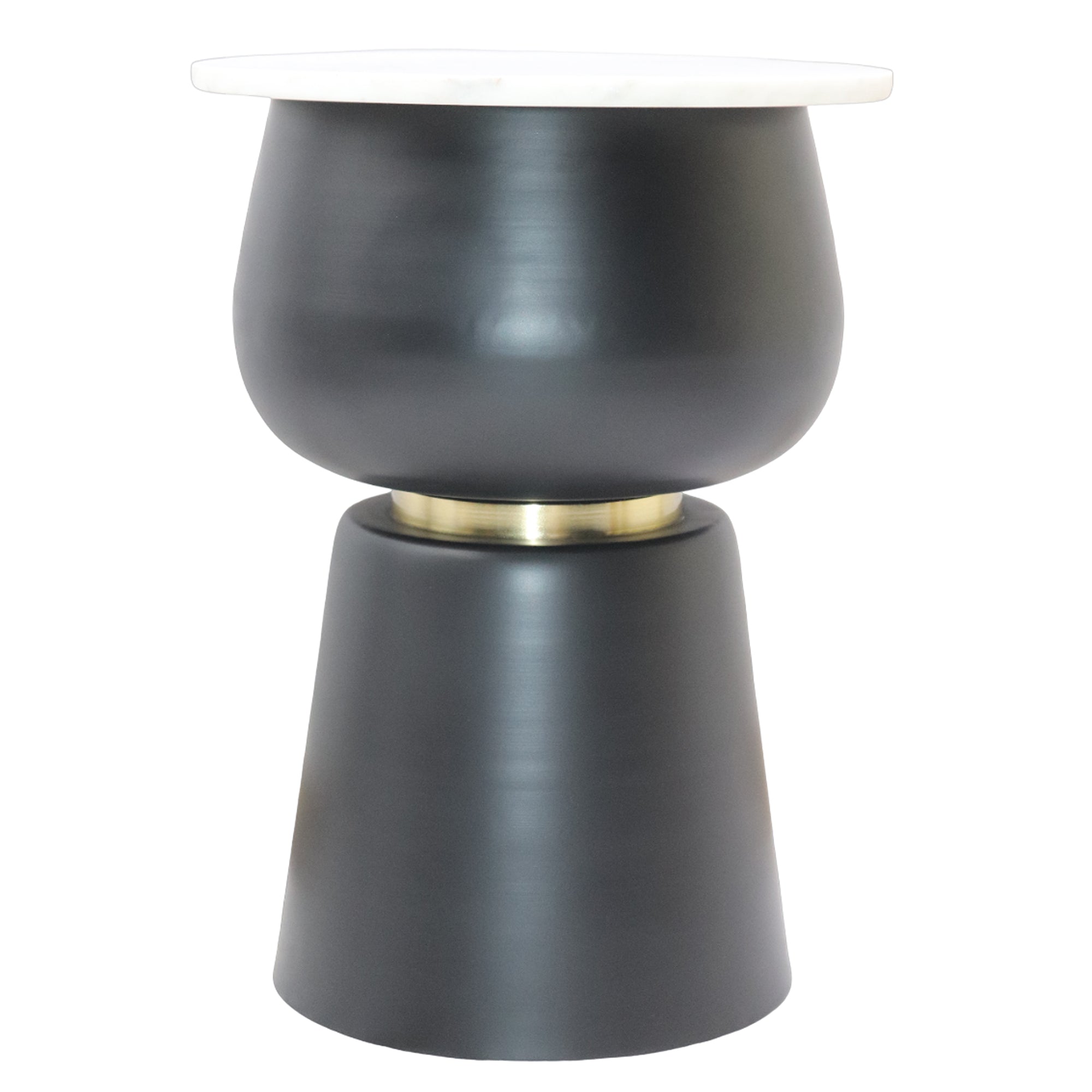 Alora Accent Table - White Marble and Black Iron-DECOROLALA