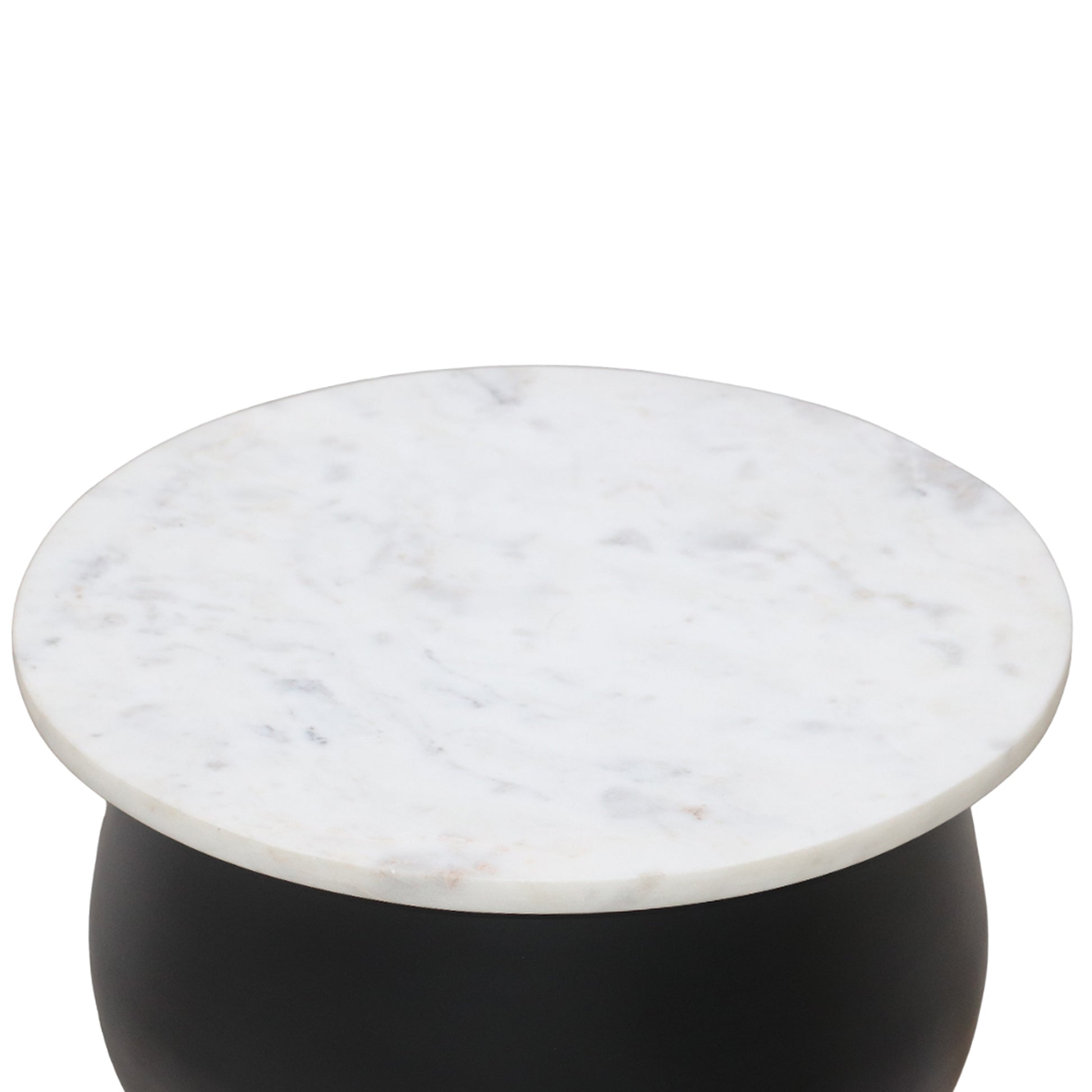 Alora Accent Table - White Marble and Black Iron-DECOROLALA