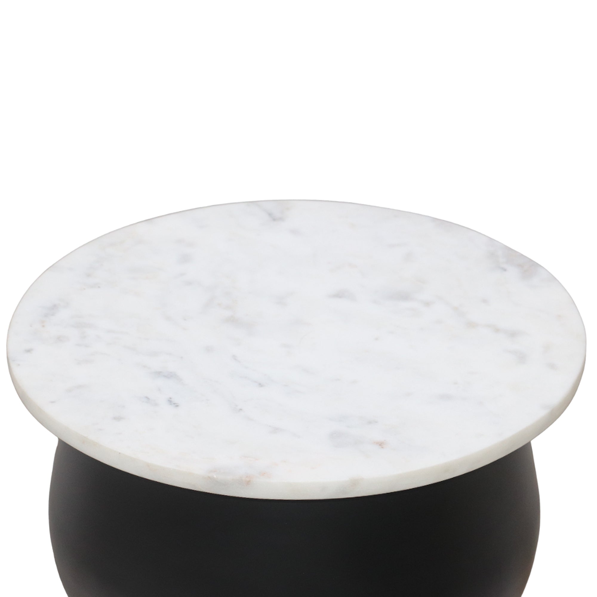 Alora Accent Table - White Marble and Black Iron-DECOROLALA