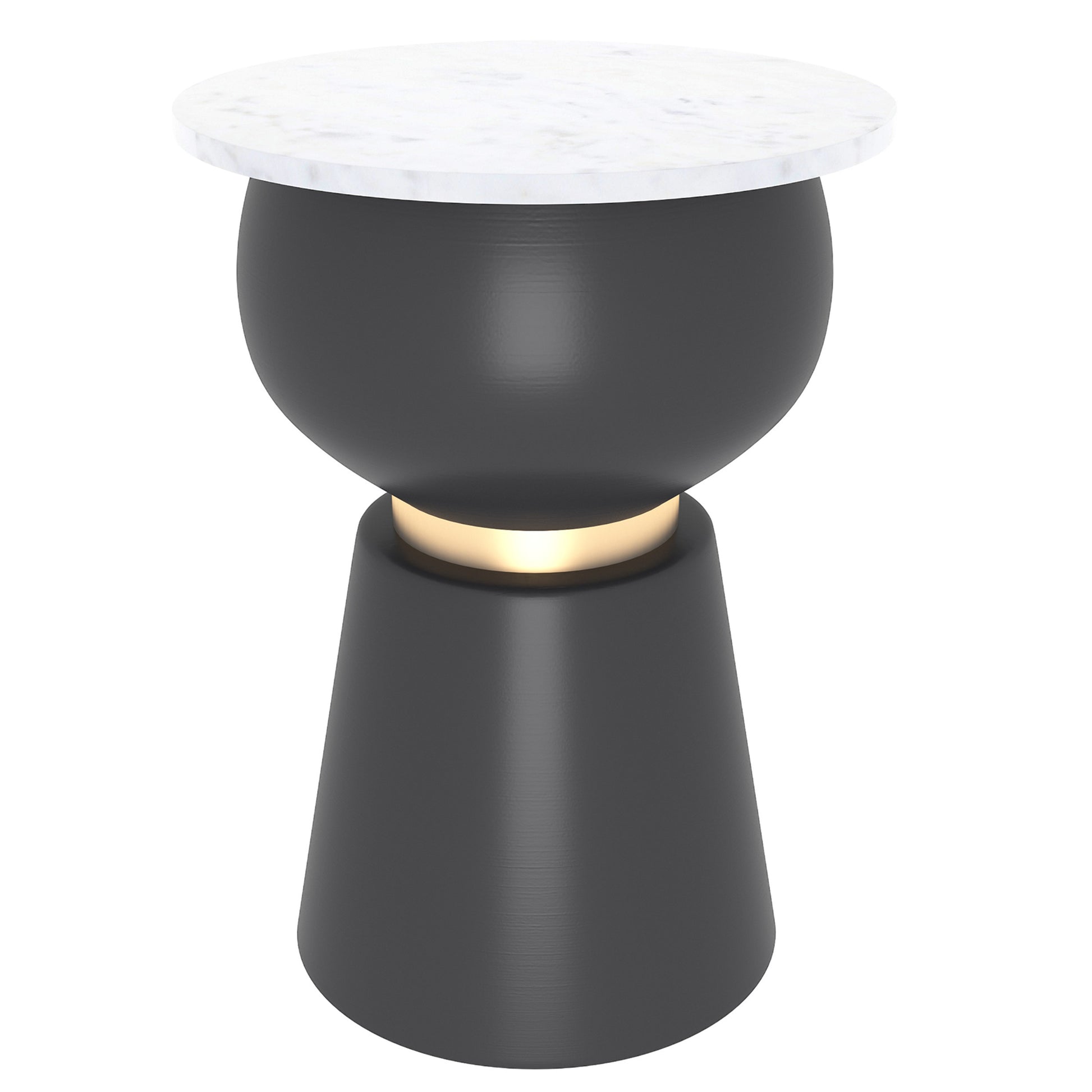 Alora Accent Table - White Marble and Black Iron-DECOROLALA