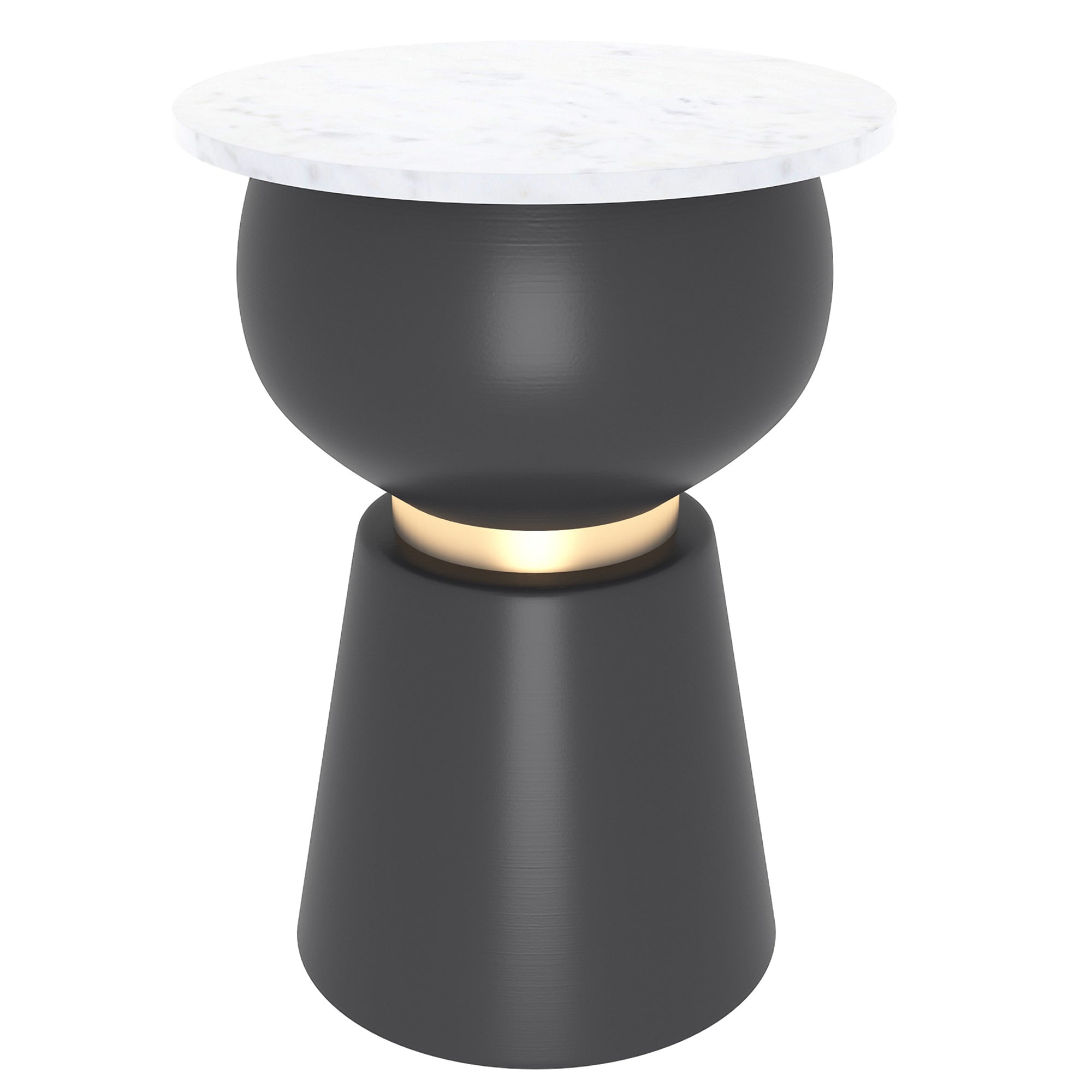 Alora Accent Table - White Marble and Black Iron-DECOROLALA