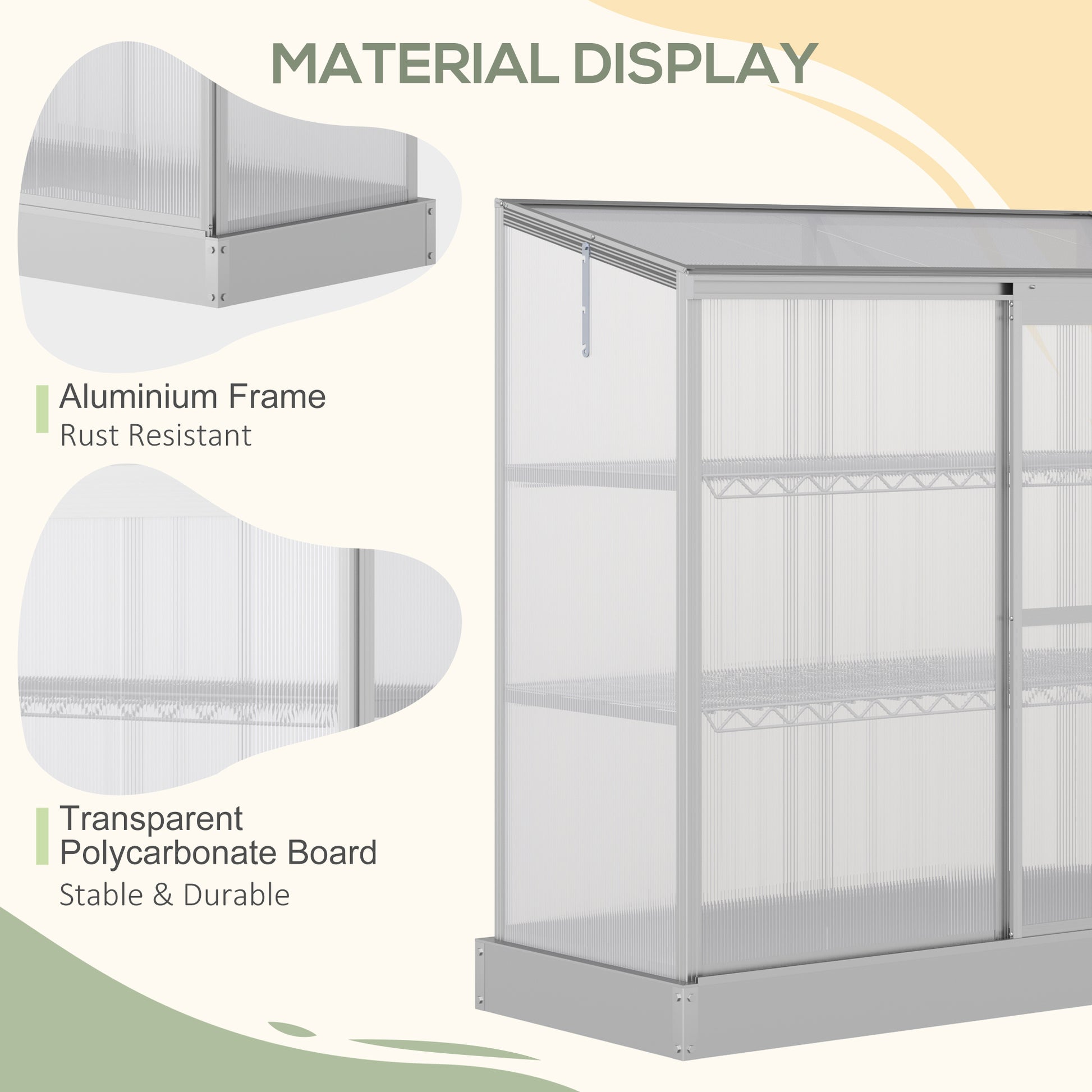 Aluminum Cold Frame Greenhouse with 2 Shelves - Silver-DECOROLALA