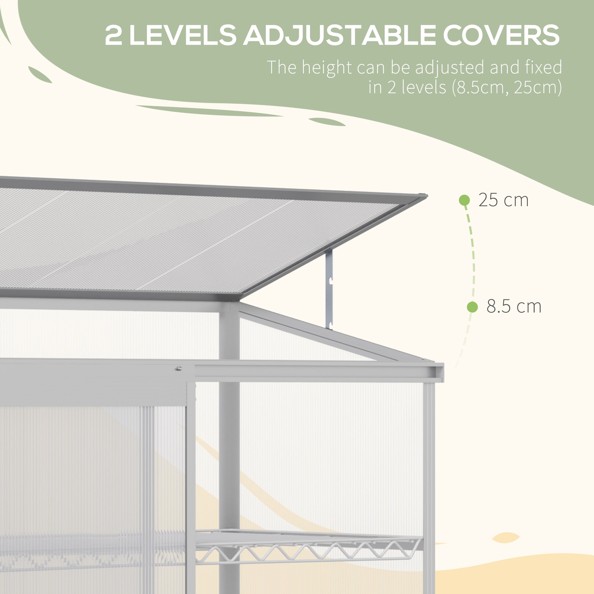 Aluminum Cold Frame Greenhouse with 2 Shelves - Silver-DECOROLALA