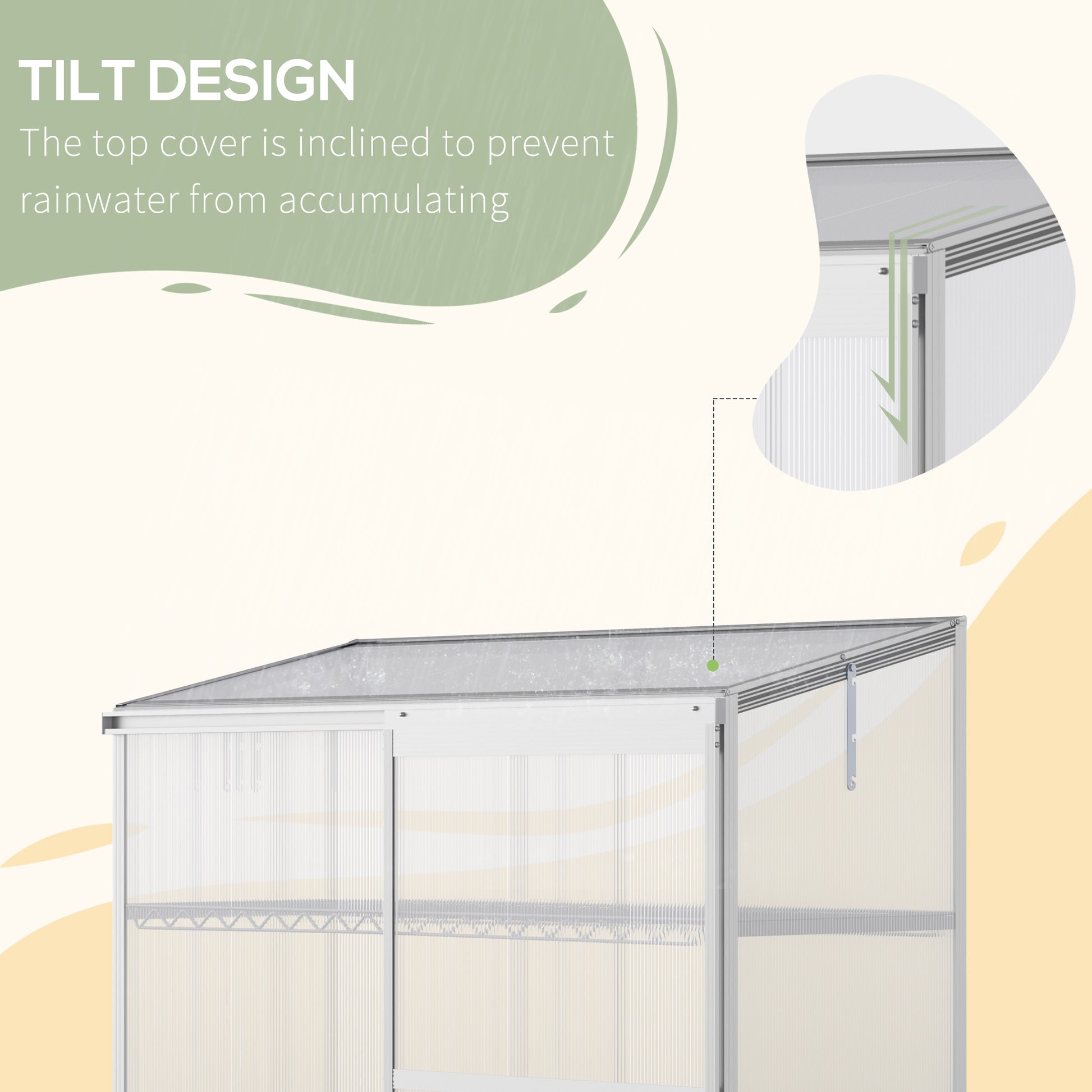 Aluminum Cold Frame Greenhouse with 2 Shelves - Silver-DECOROLALA