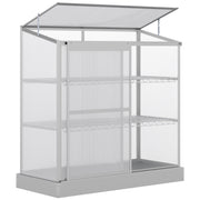 Aluminum Cold Frame Greenhouse with 2 Shelves - Silver-DECOROLALA