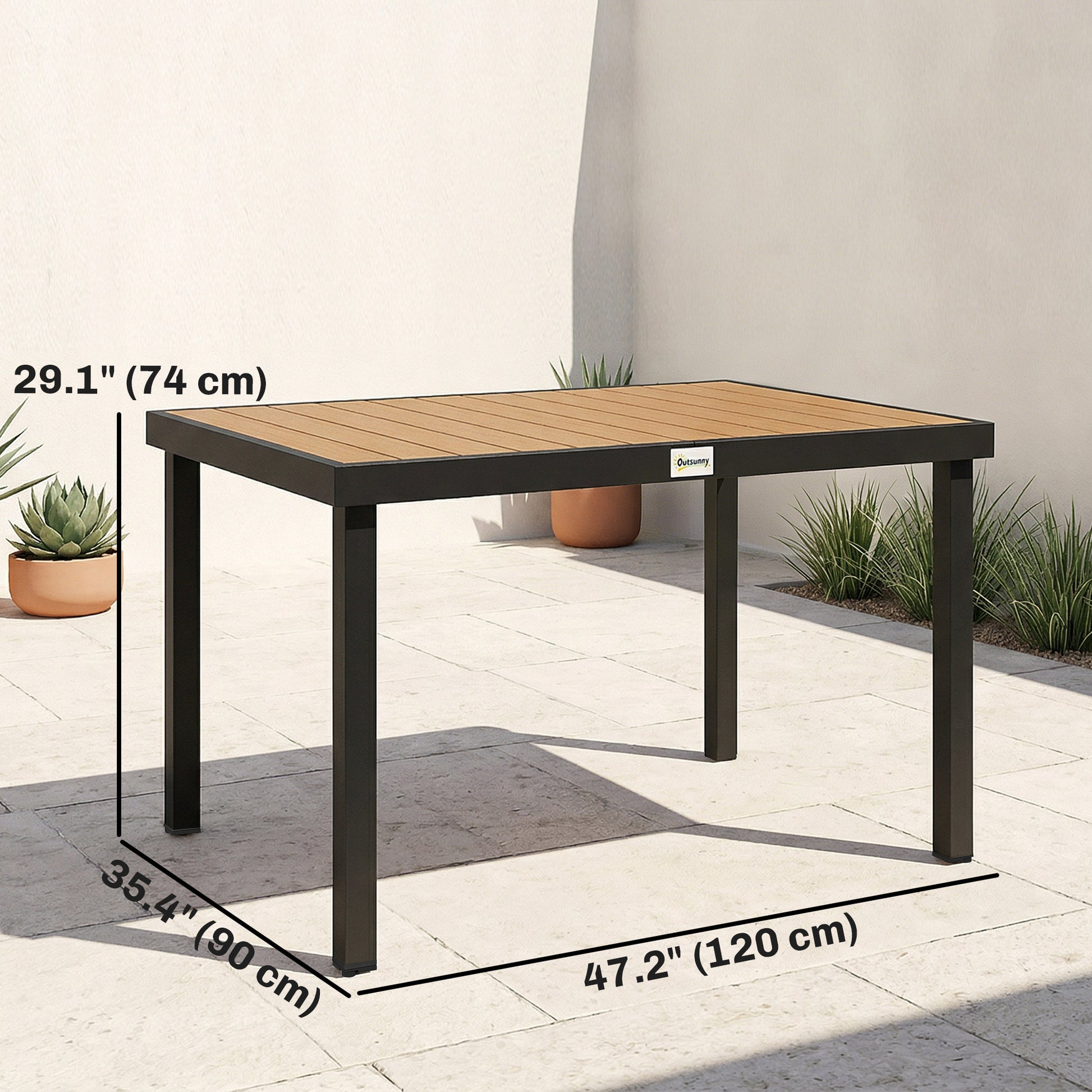 Aluminum Dining Table for 6 - Natural 47.2"-DECOROLALA