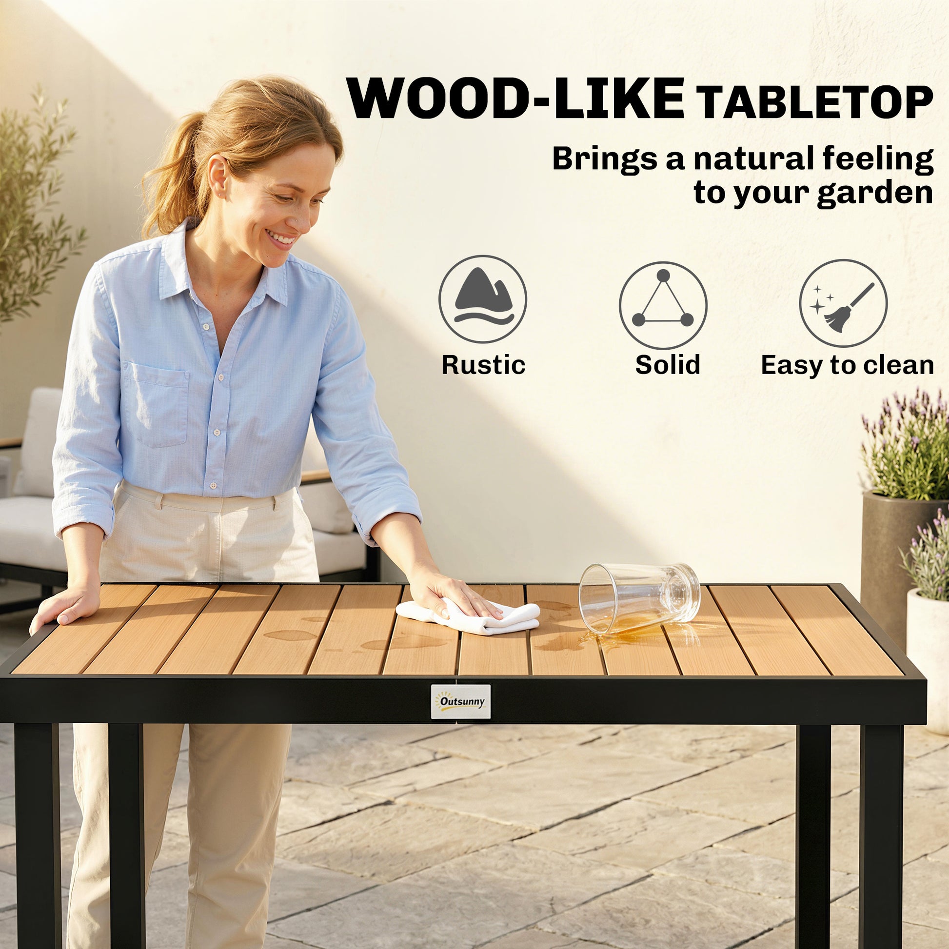 Aluminum Dining Table for 6 - Natural 47.2"-DECOROLALA