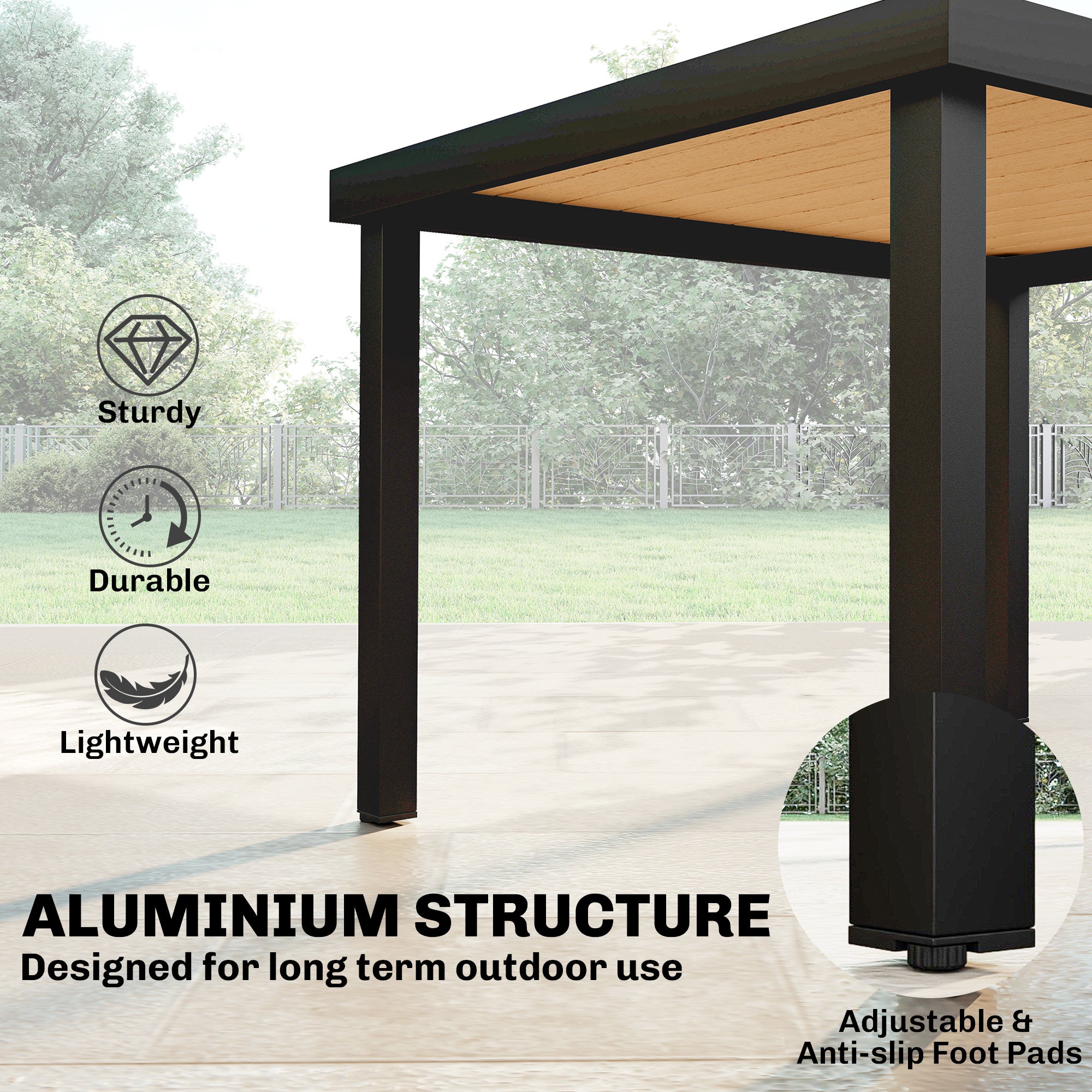 Aluminum Dining Table for 6 - Natural 47.2"-DECOROLALA