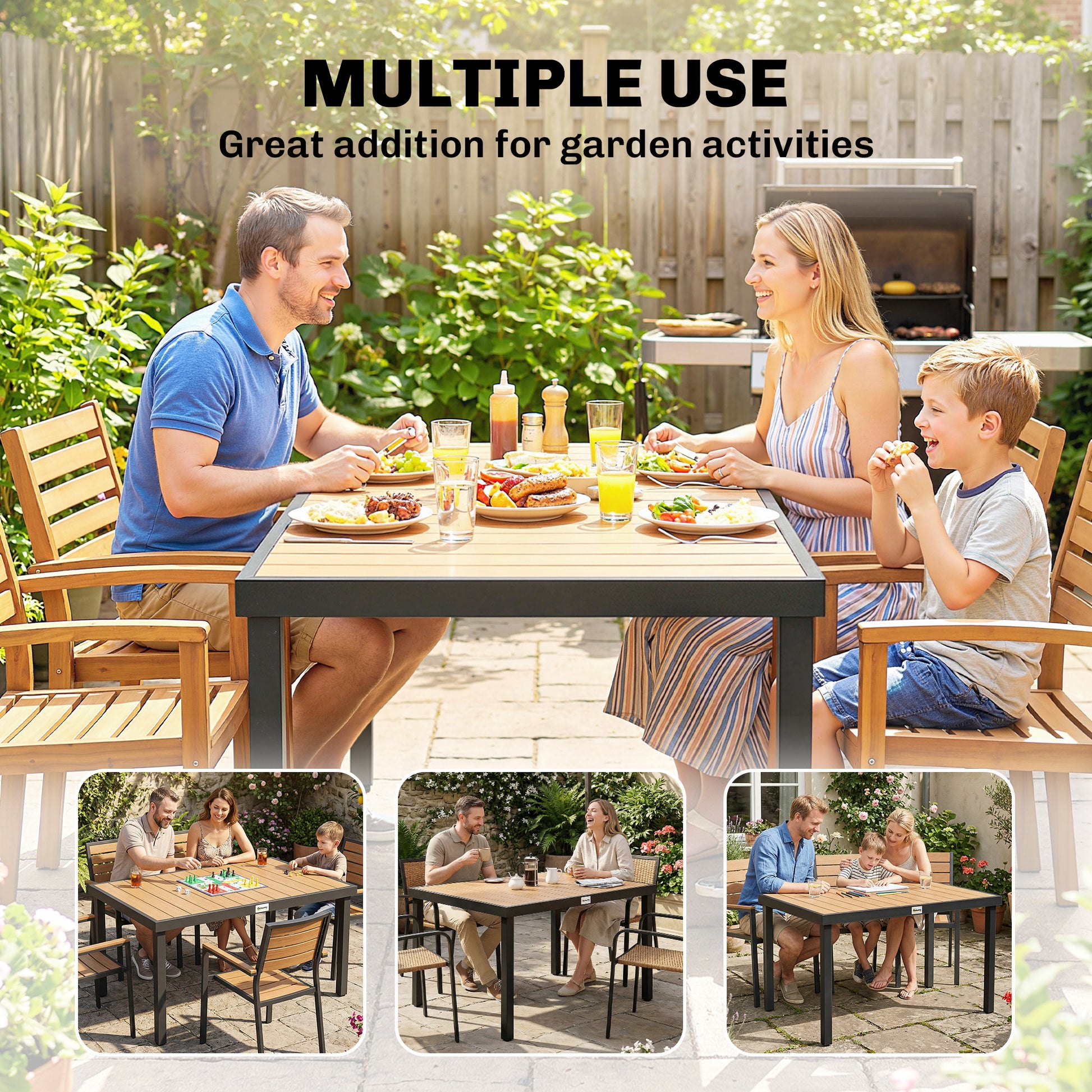 Aluminum Dining Table for 6 - Natural 47.2"-DECOROLALA