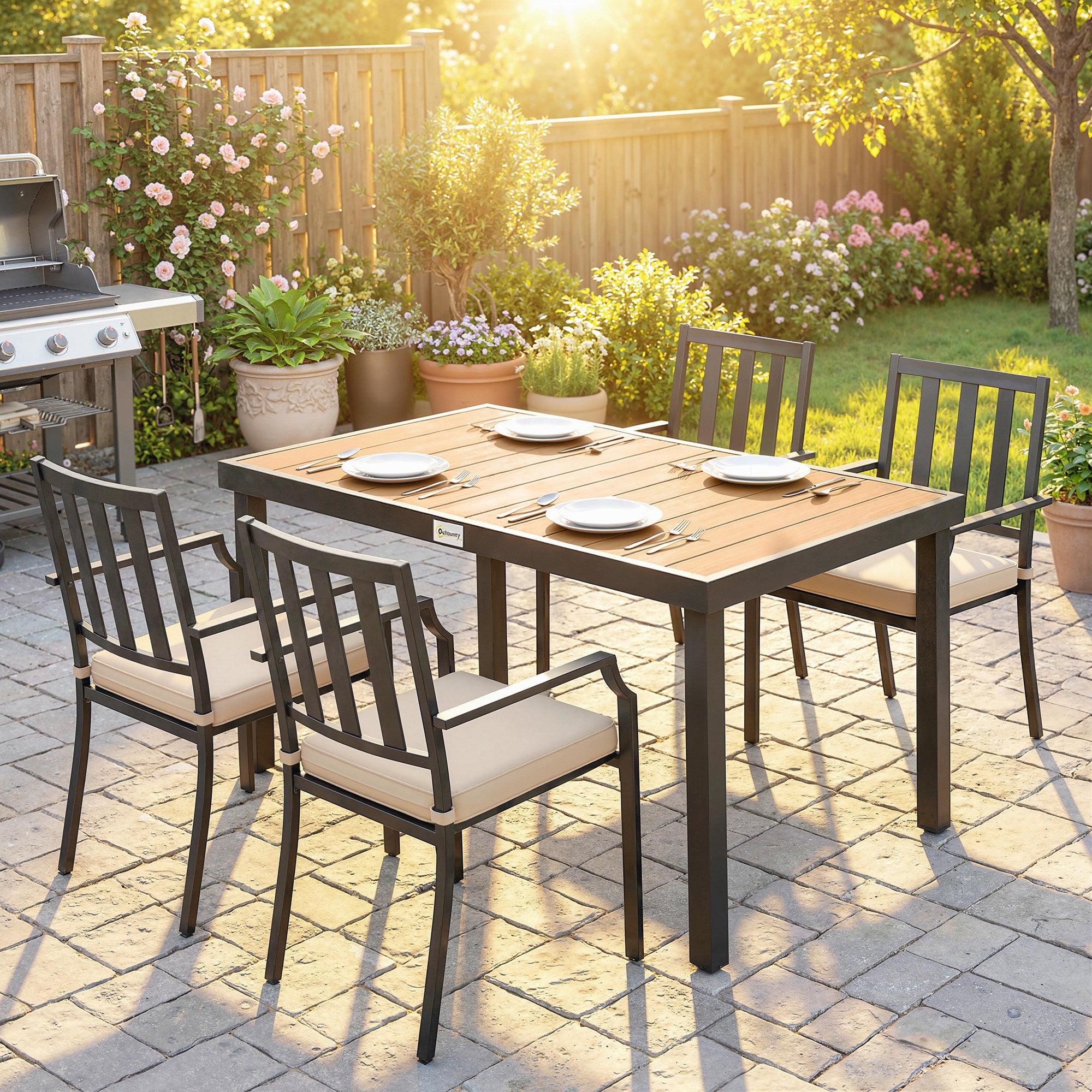 Aluminum Dining Table for 6 - Natural 47.2"-DECOROLALA