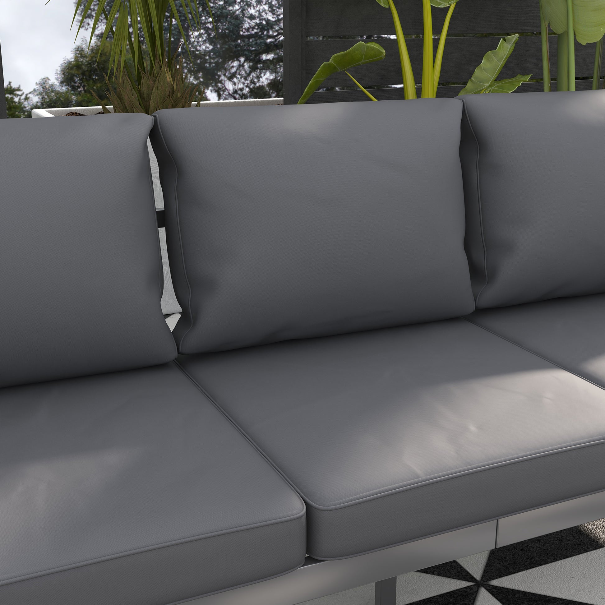 Aluminum Garden Sofa 3-Person Grey 72.8"-DECOROLALA