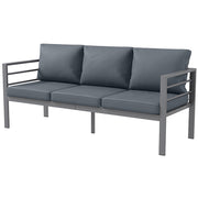Aluminum Garden Sofa 3-Person Grey 72.8"-DECOROLALA