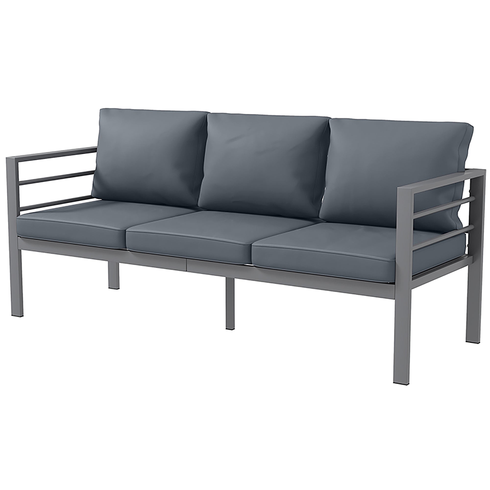 Aluminum Garden Sofa 3-Person Grey 72.8"-DECOROLALA