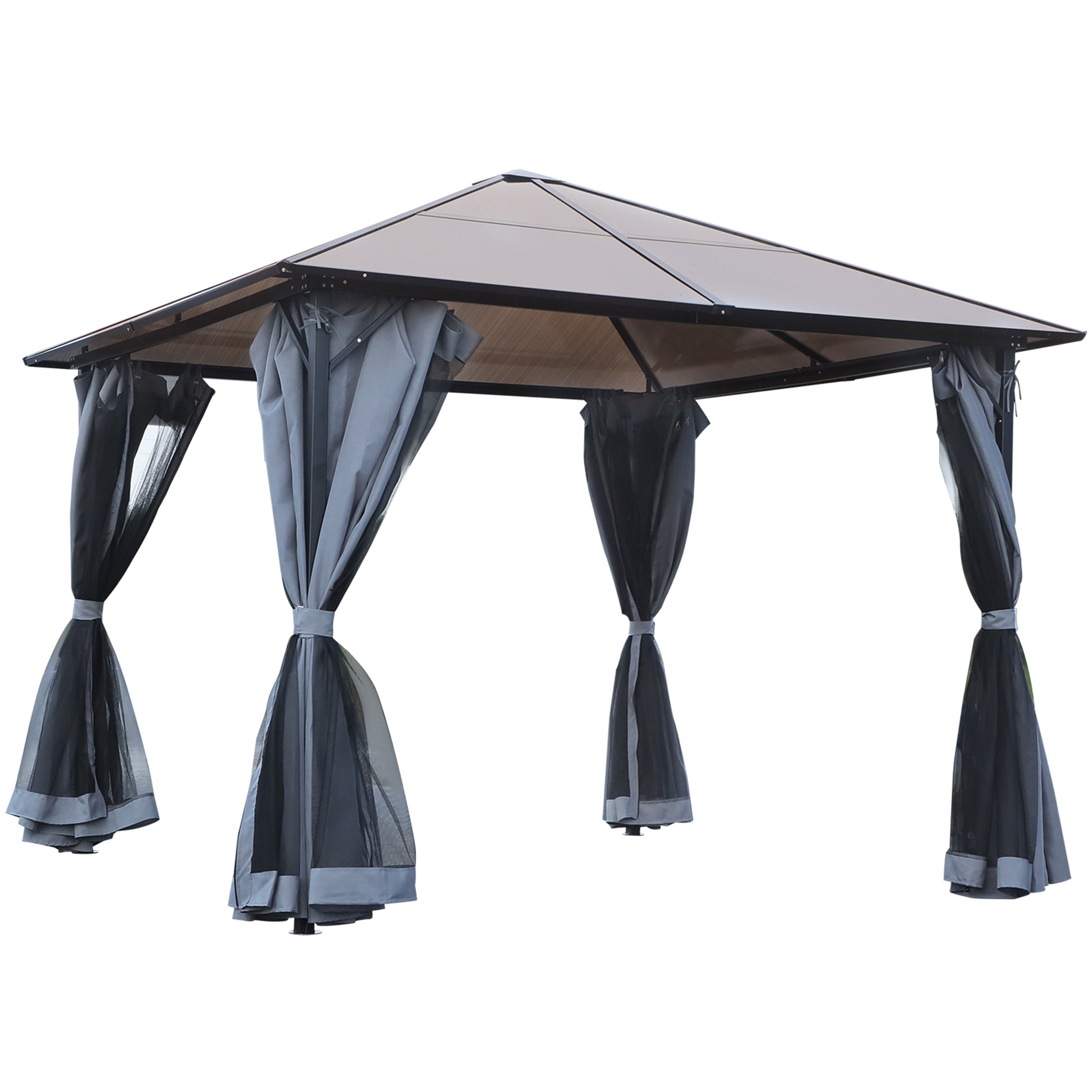 Aluminum Gazebo 9.8'x9.8' Hardtop Grey-DECOROLALA