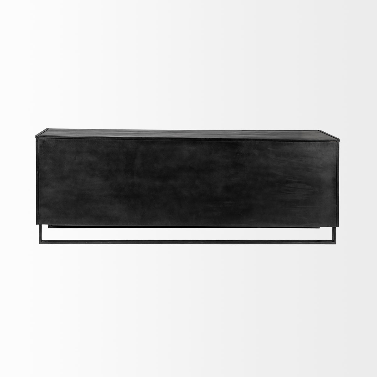 Alvin 82x20 Brown Solid Wood With Black Metal Frame 3 Drawer 2 Cabinet Door Sideboard-Sideboards & Buffets-DECOROLALA