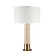 Amadora 27.75" Travertine Table Lamp, Beige Linen-Table Lamp-DECOROLALA