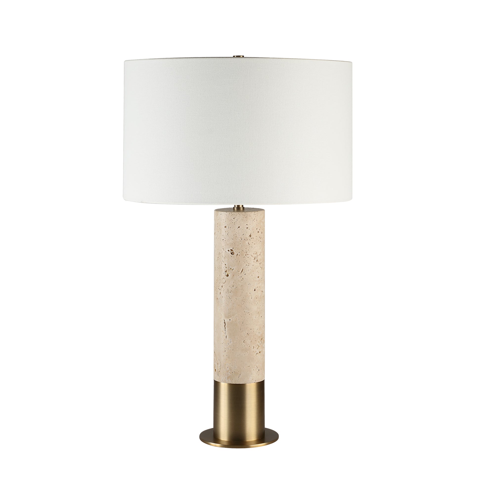 Amadora 27.75" Travertine Table Lamp, Beige Linen-Table Lamp-DECOROLALA