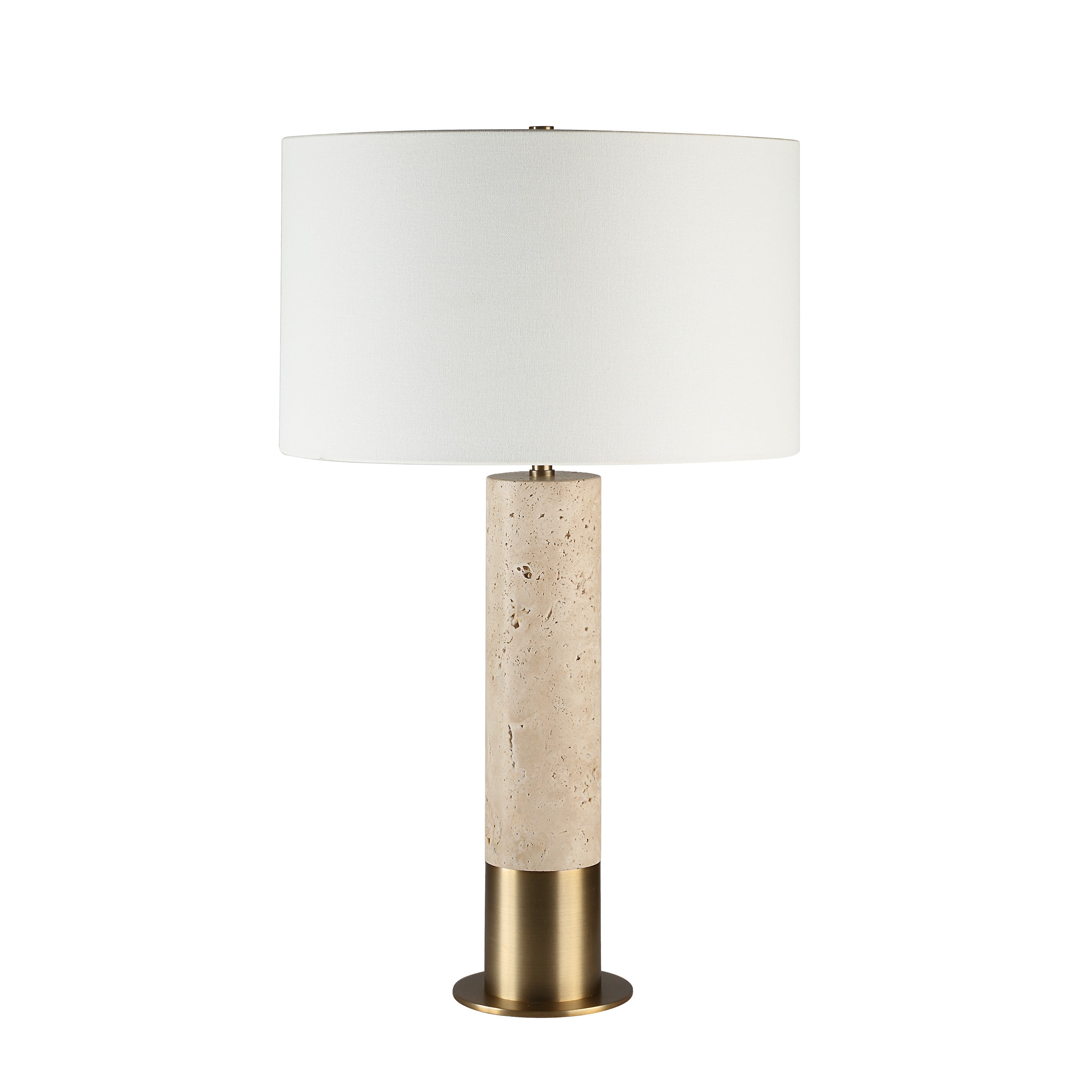 Amadora 27.75" Travertine Table Lamp, Beige Linen-Table Lamp-DECOROLALA