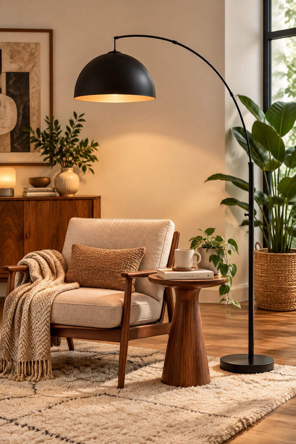 Amalfi Arc Lamp - Black 75" Dome Shade-Lighting-DECOROLALA