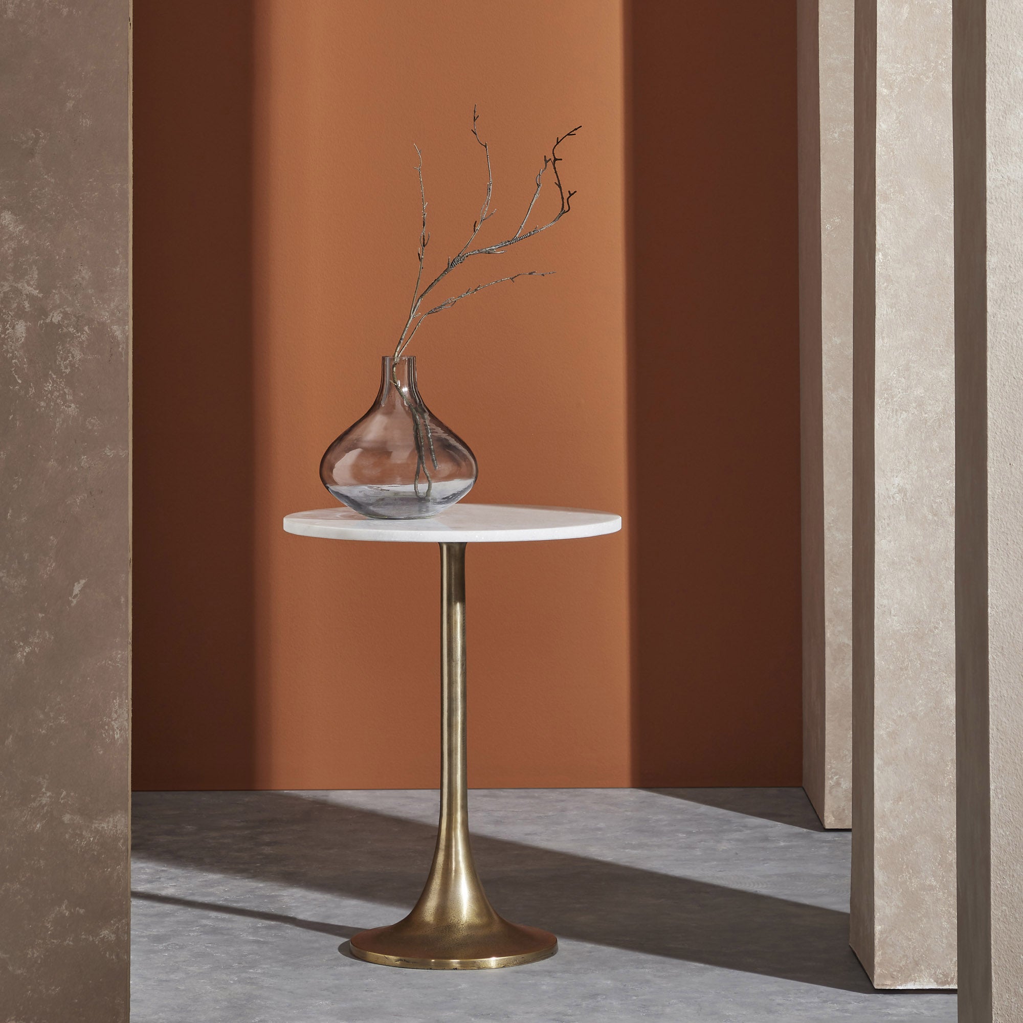 Amalya Indoor Aluminum Table, Antique Brass-Table-DECOROLALA