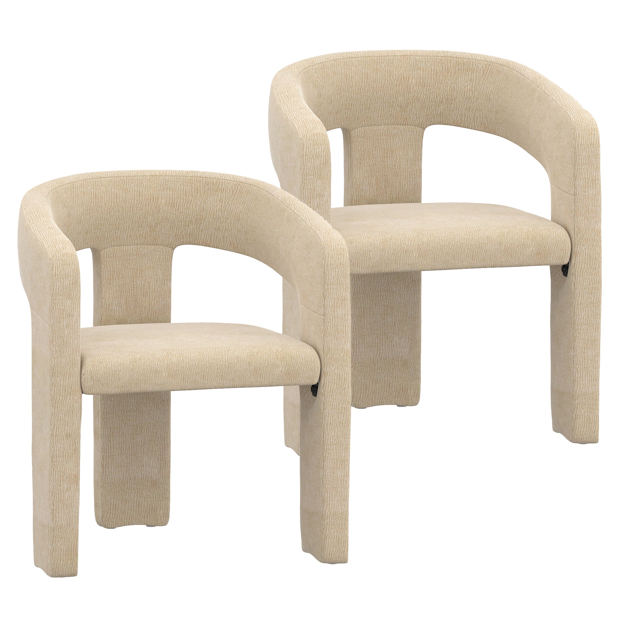 Amara Dining Chair - Beige Chenille Upholstered Cushion-DECOROLALA