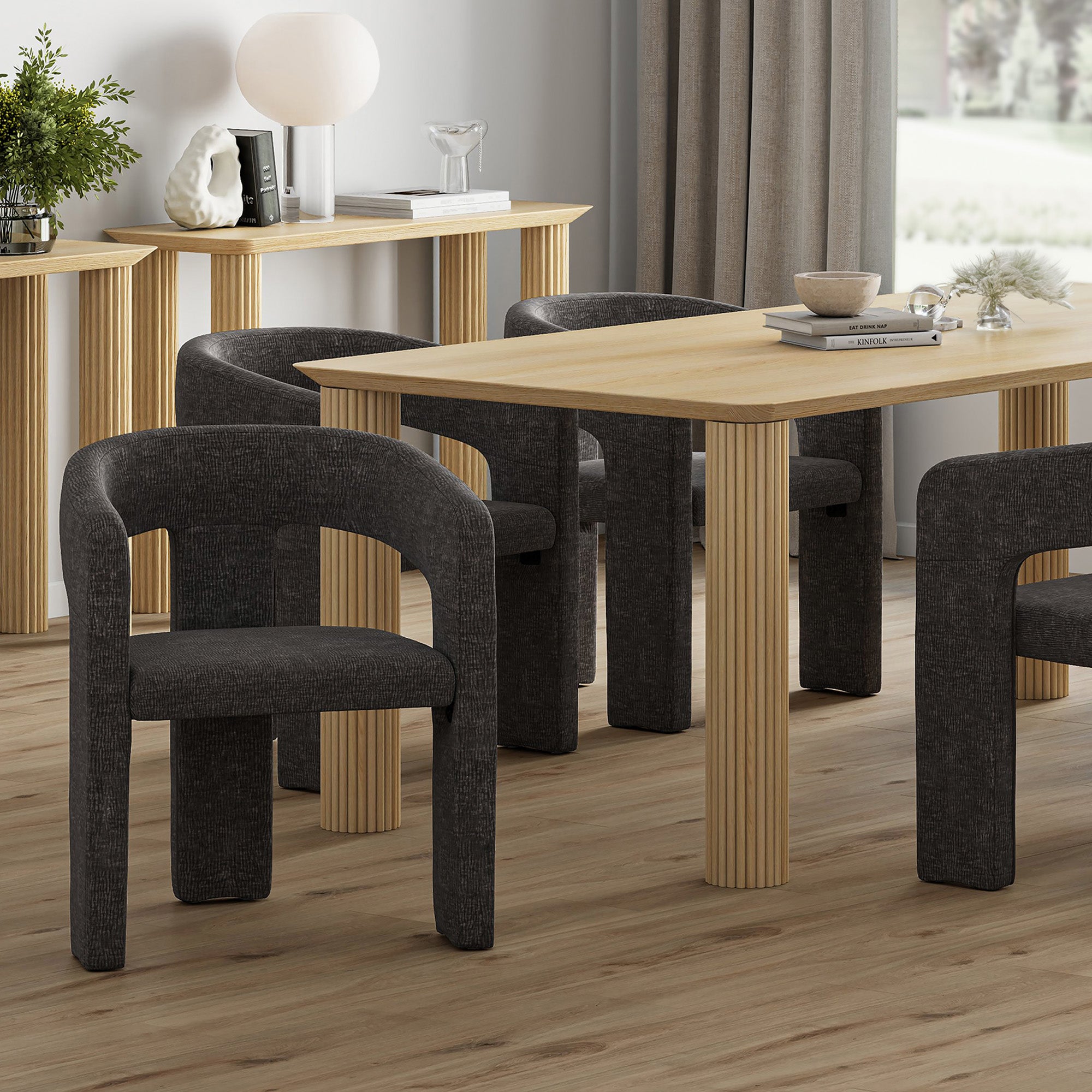 Amara Dining Chair - Charcoal Chenille Upholstered-DECOROLALA