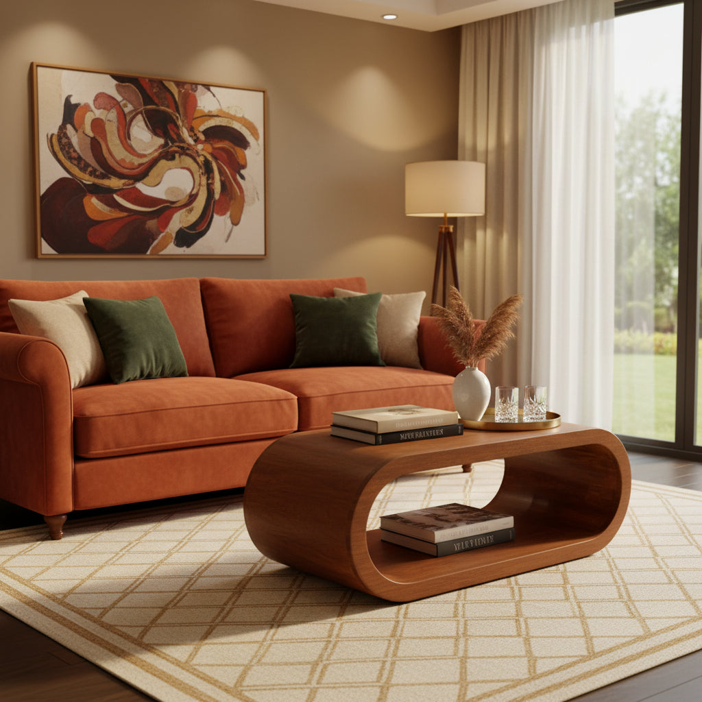 Amaya Coffee Table - Solid Mango Wood Chestnut Finish-Coffee Table-DECOROLALA