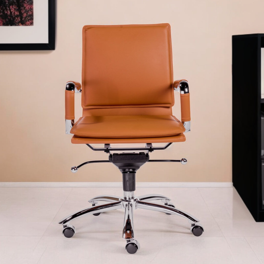 Amber and Silver Adjustable Swivel Faux Leather Rolling Conference Office Chair-Office Chairs-DECOROLALA