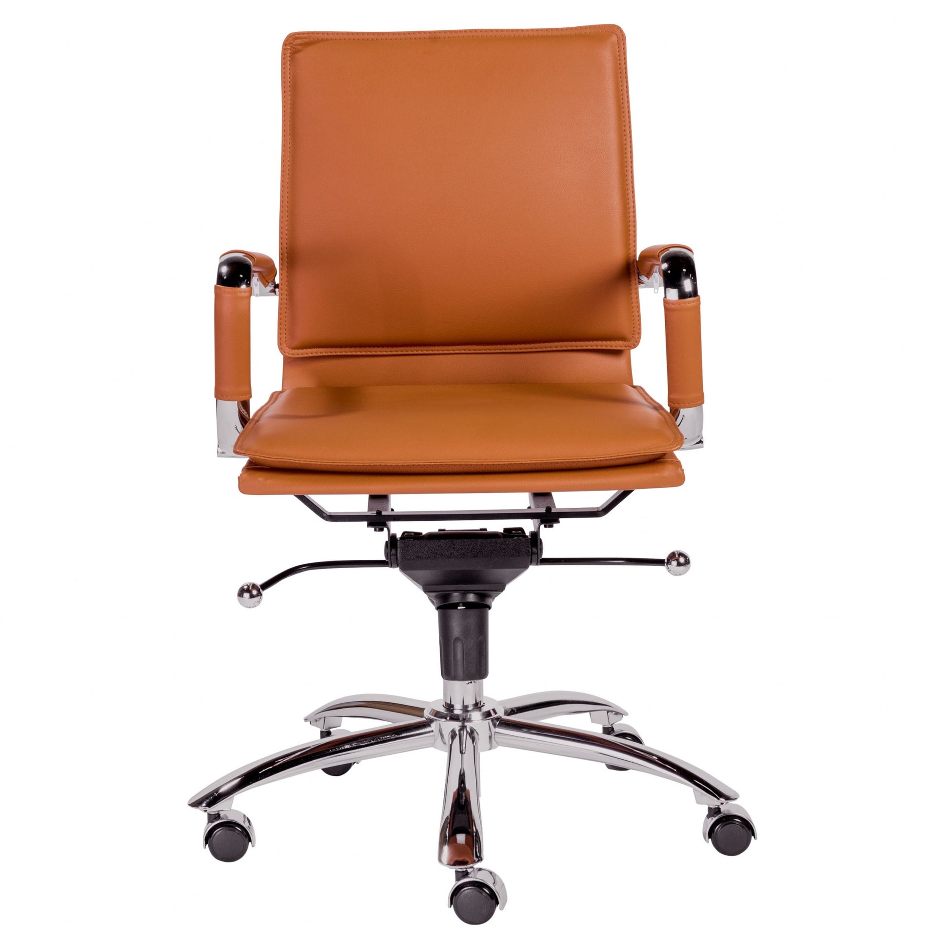 Amber and Silver Adjustable Swivel Faux Leather Rolling Conference Office Chair-Office Chairs-DECOROLALA