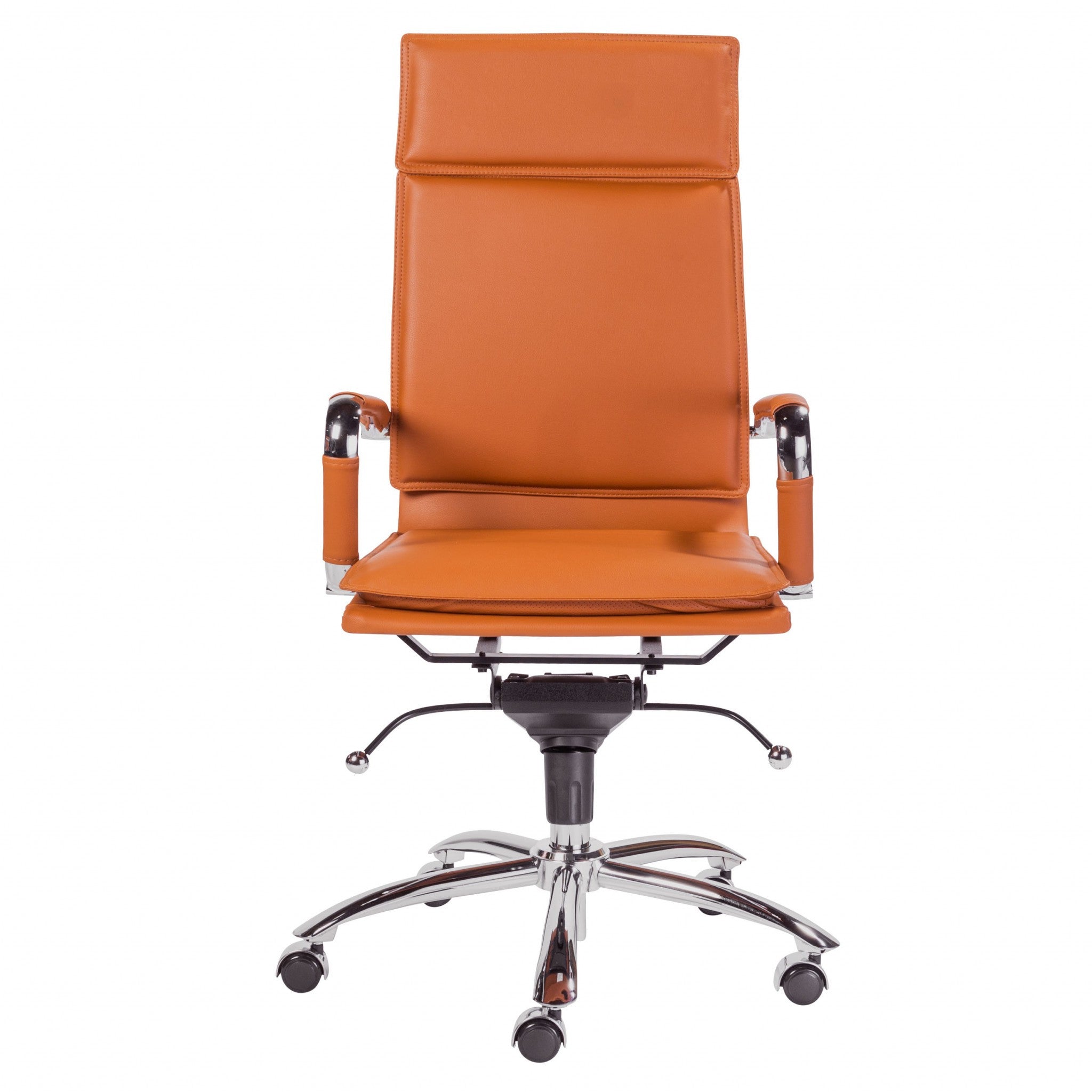 Amber and Silver Adjustable Swivel Faux Leather Rolling Executive Office Chair-Office Chairs-DECOROLALA