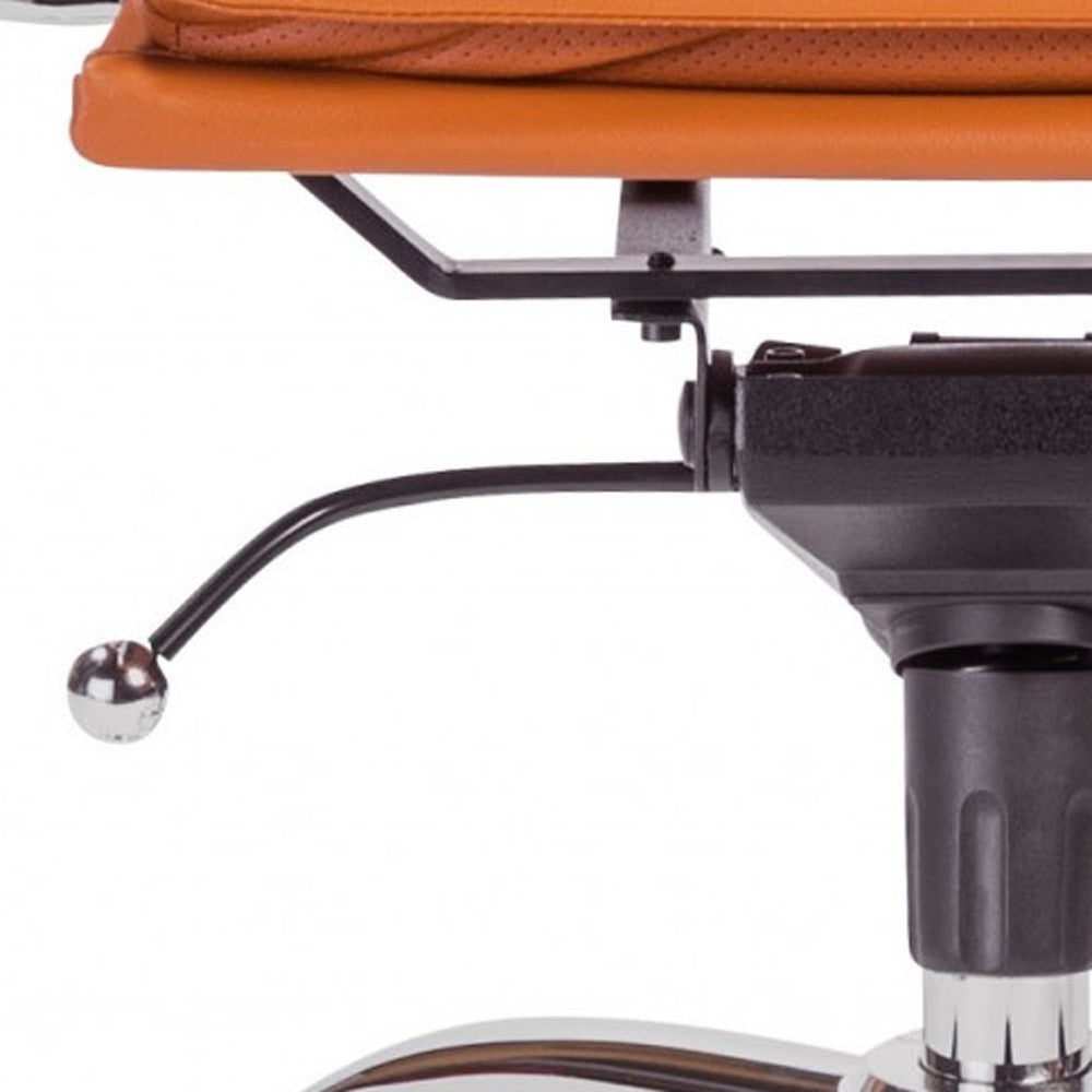 Amber and Silver Adjustable Swivel Faux Leather Rolling Executive Office Chair-Office Chairs-DECOROLALA