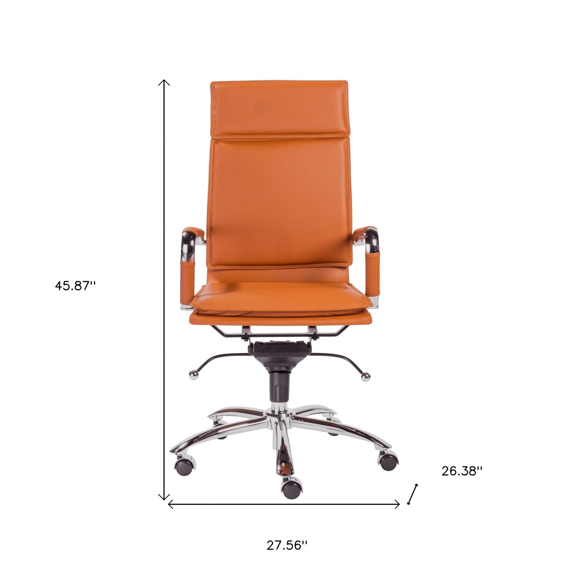 Amber and Silver Adjustable Swivel Faux Leather Rolling Executive Office Chair-Office Chairs-DECOROLALA