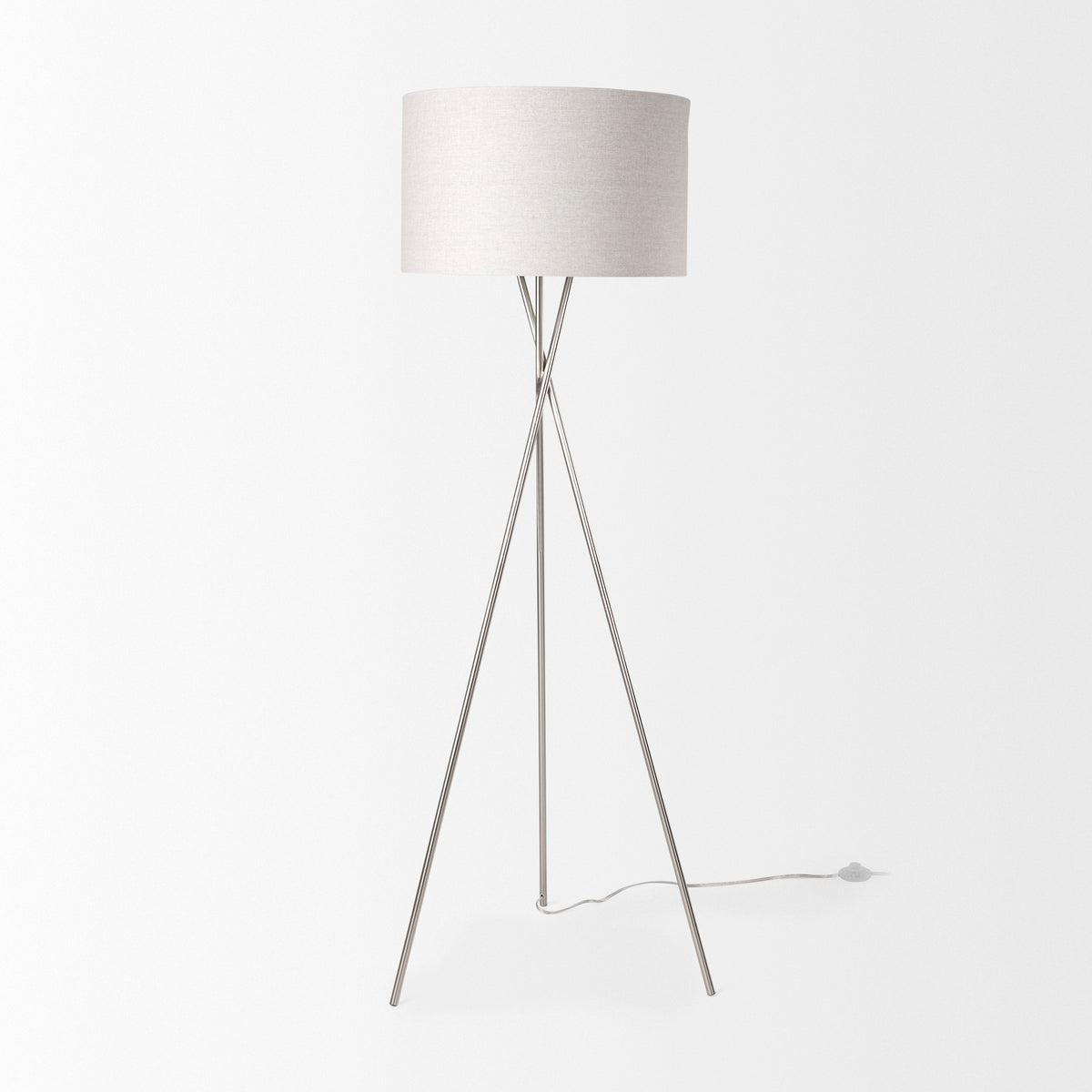 Ambrose 20.0L x 20.0W x 61.8H Black Metal W/ Fabric Shade Floor Lamp-Floor Lamps-DECOROLALA