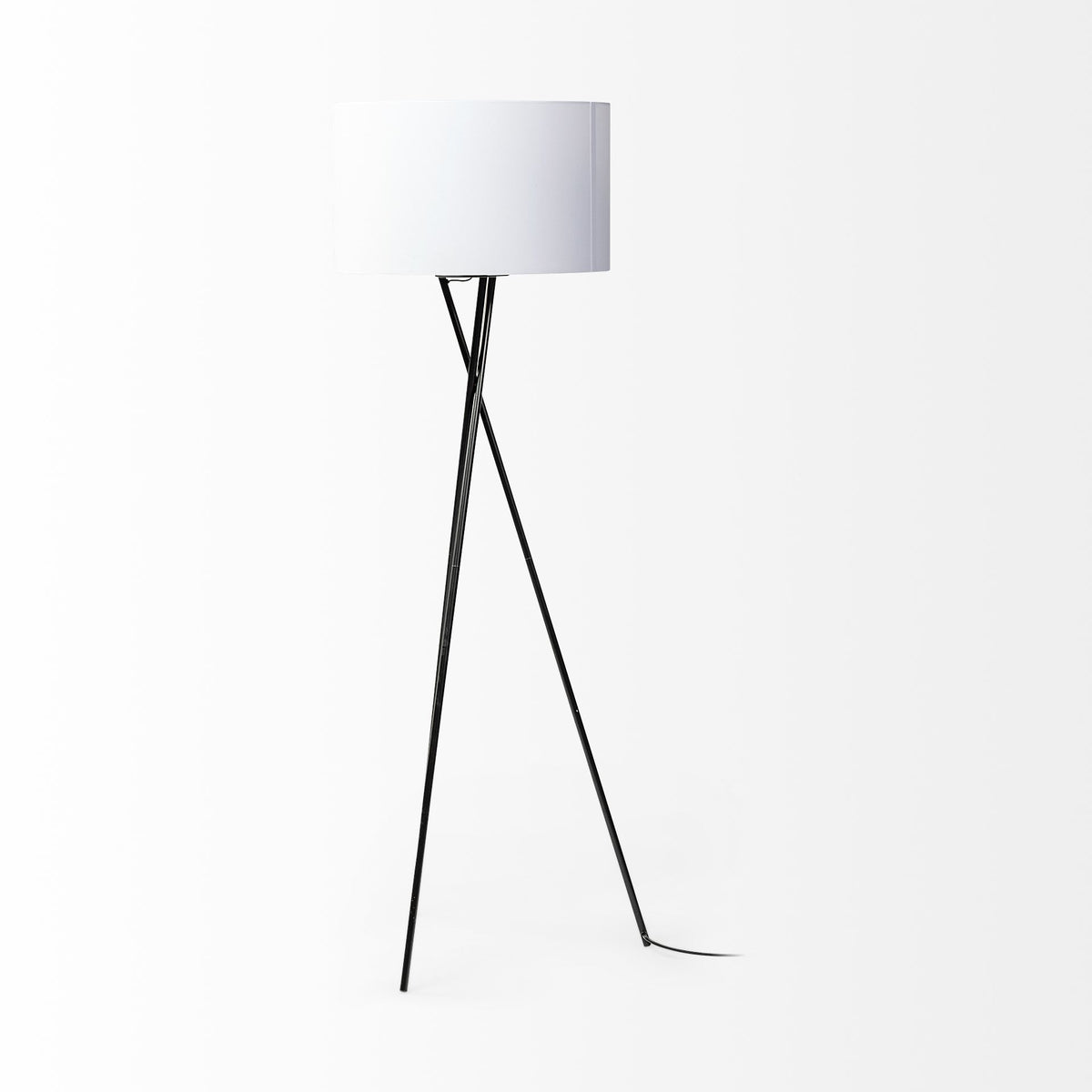 Ambrose 20.0L x 20.0W x 61.8H Black Metal W/ Fabric Shade Floor Lamp-Floor Lamps-DECOROLALA