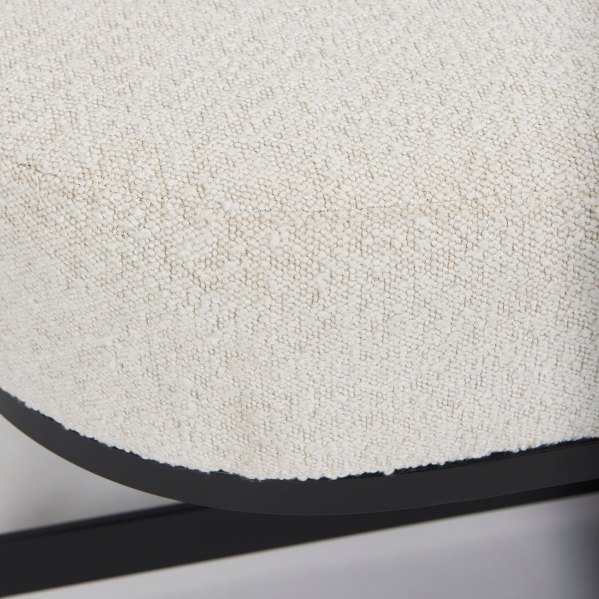 Amelia 55.0L x 18.0W x 18.0H Cream Boucle W/Black Metal Upholstered Bench-Benches-DECOROLALA