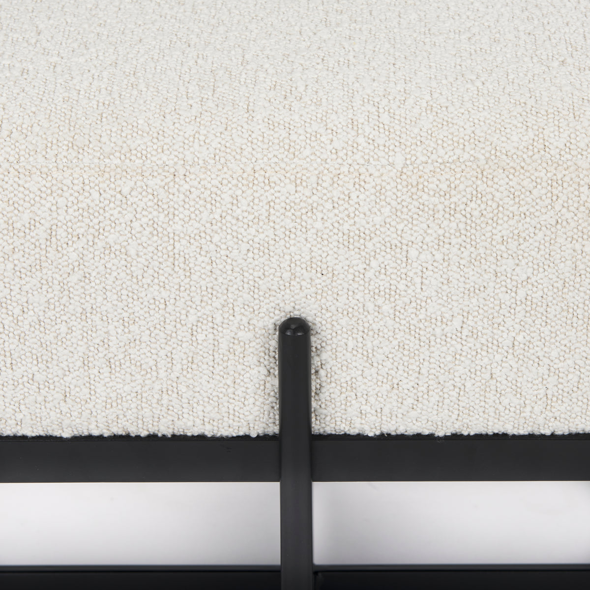 Amelia 55.0L x 18.0W x 18.0H Cream Boucle W/Black Metal Upholstered Bench-Benches-DECOROLALA