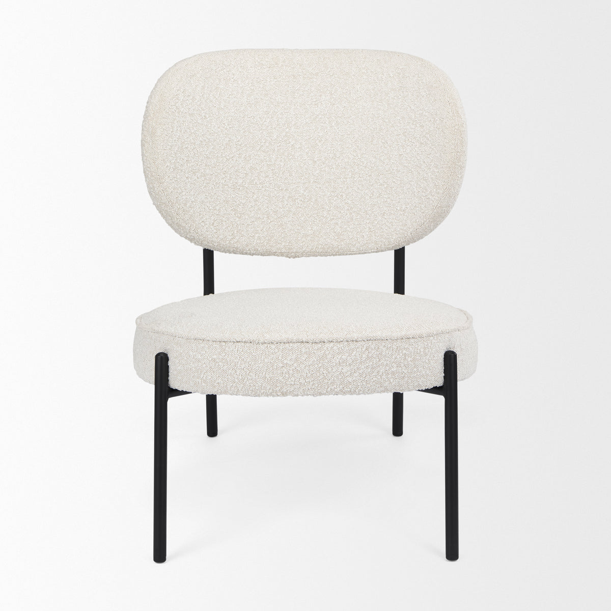 Amelia Accent Chair - Cream Boucle Black Metal 21.3"-Accent Chairs-DECOROLALA
