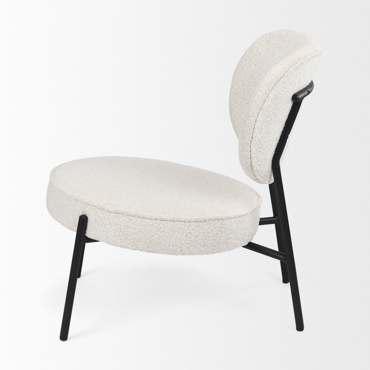 Amelia Accent Chair - Cream Boucle Black Metal 21.3"-Accent Chairs-DECOROLALA