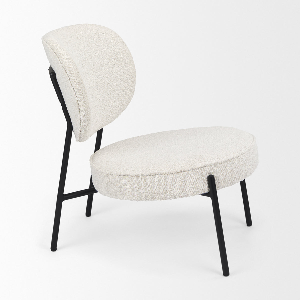 Amelia Accent Chair - Cream Boucle Black Metal 21.3"-Accent Chairs-DECOROLALA