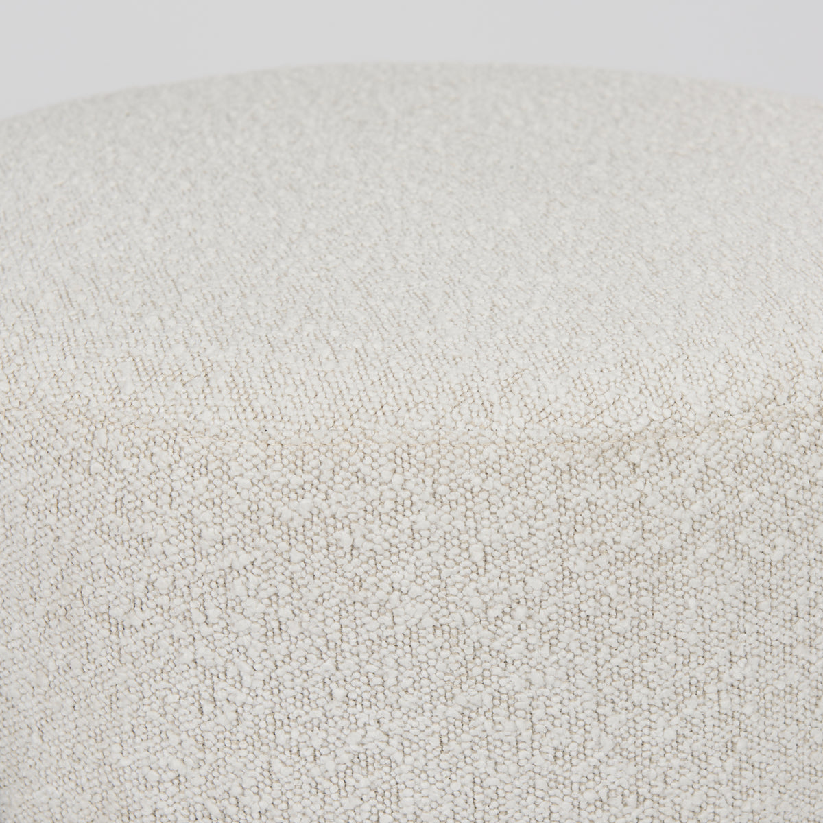 Amelia Cream Boucle W/Black Metal Upholstered Pouf-Stools & Ottomans-DECOROLALA