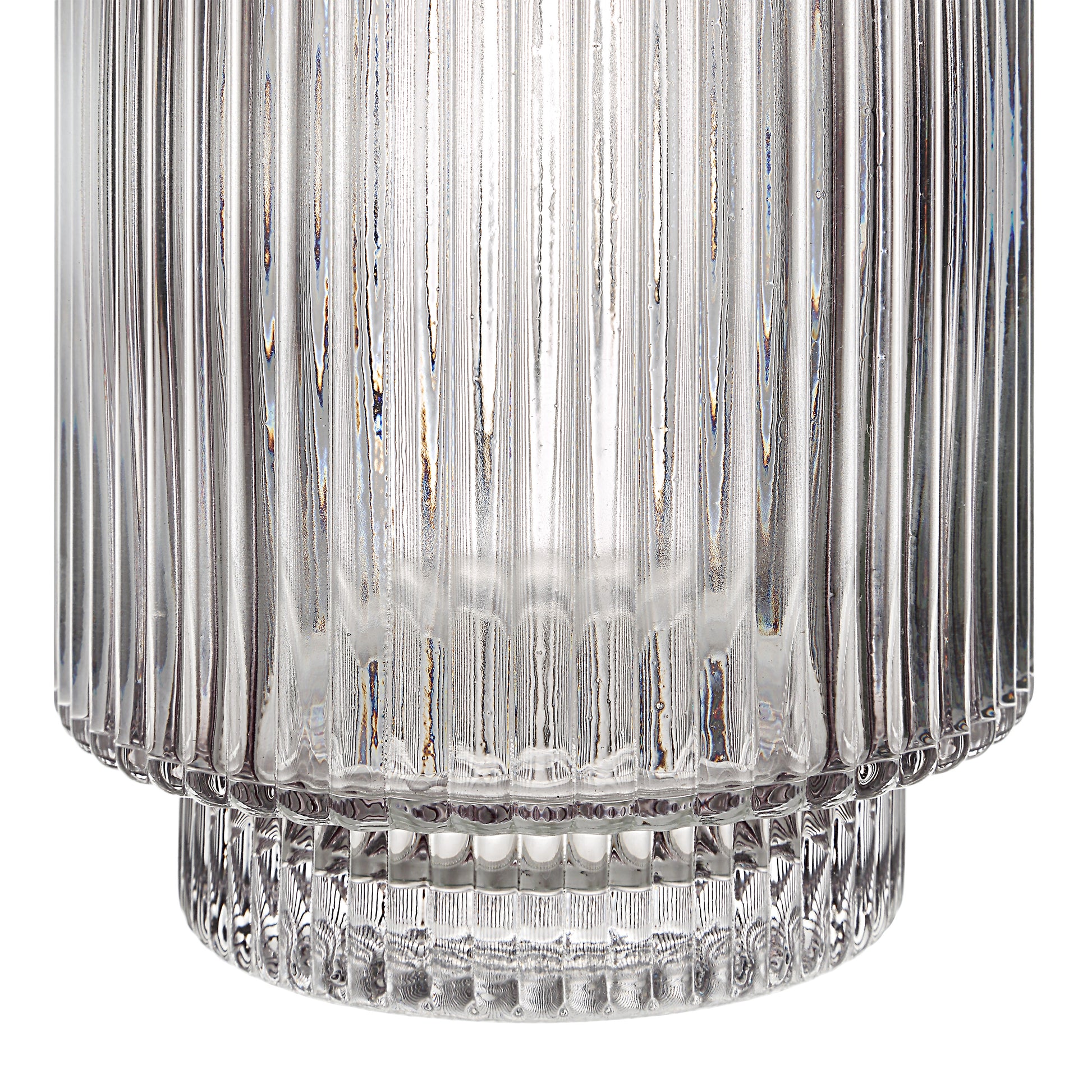 Amiens Indoor Mouth Blown Glass Glass Vase, Grey Fluted-Glass Vase-DECOROLALA