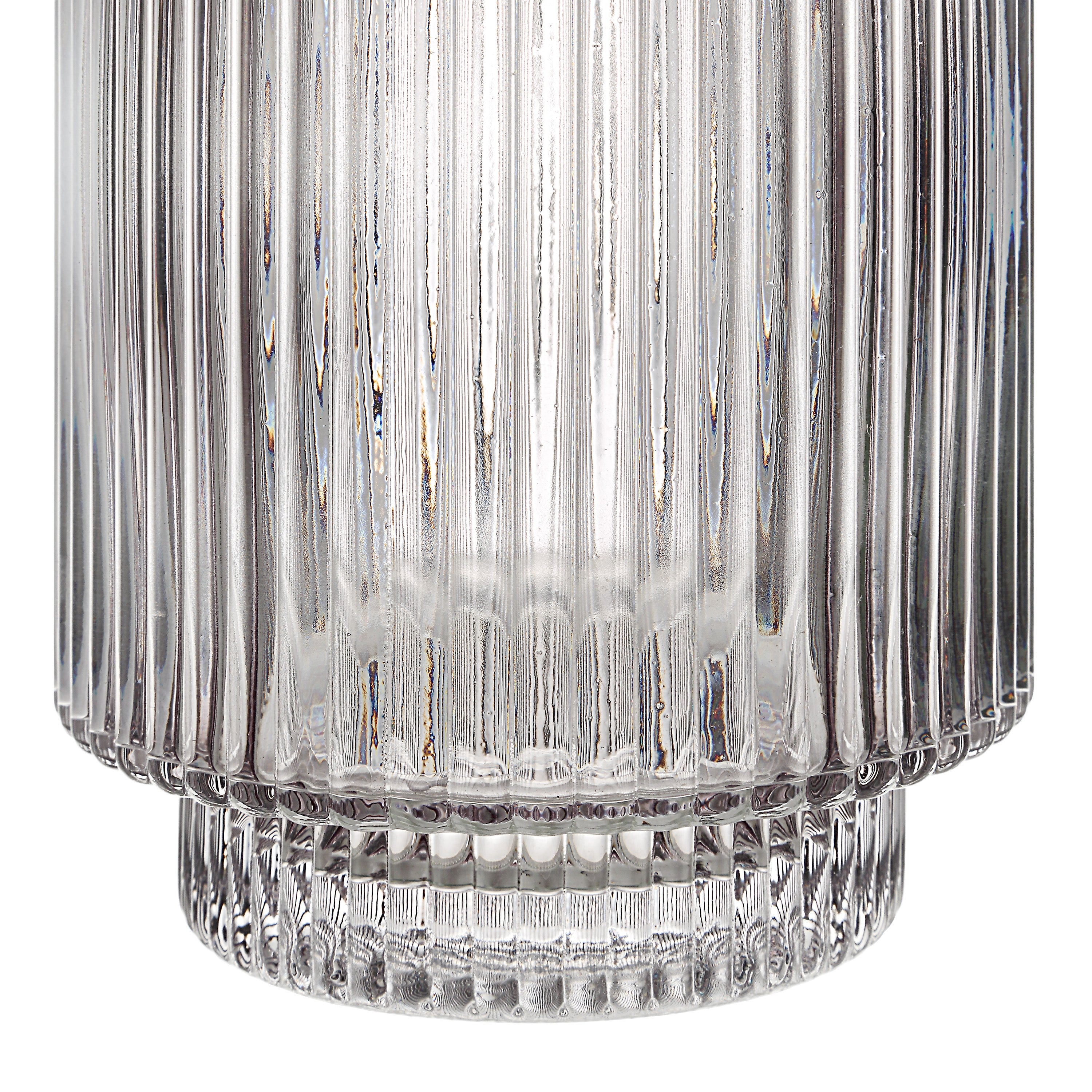 Amiens Indoor Mouth Blown Glass Glass Vase, Grey Fluted-Glass Vase-DECOROLALA