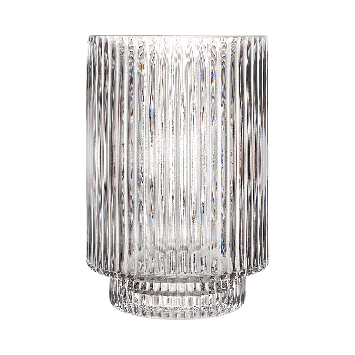 Amiens Indoor Mouth Blown Glass Glass Vase, Grey Fluted-Vases-DECOROLALA