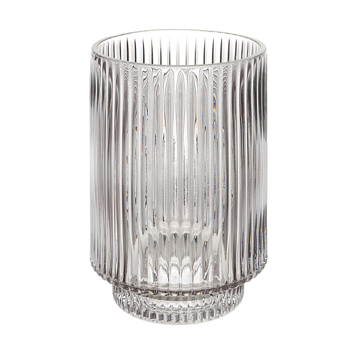 Amiens Indoor Mouth Blown Glass Glass Vase, Grey Fluted-Vases-DECOROLALA