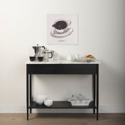 Amika White Marble Top Black Metal Base Console Table-Console Tables-DECOROLALA