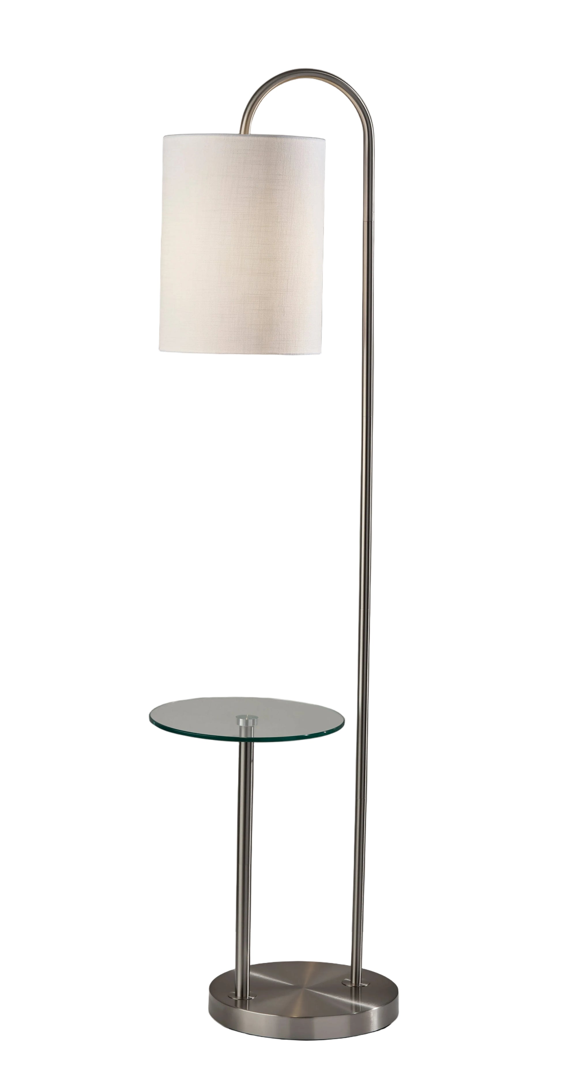 Amira Floor Lamp with Shelves - 64" Brushed Steel-Lighting-DECOROLALA