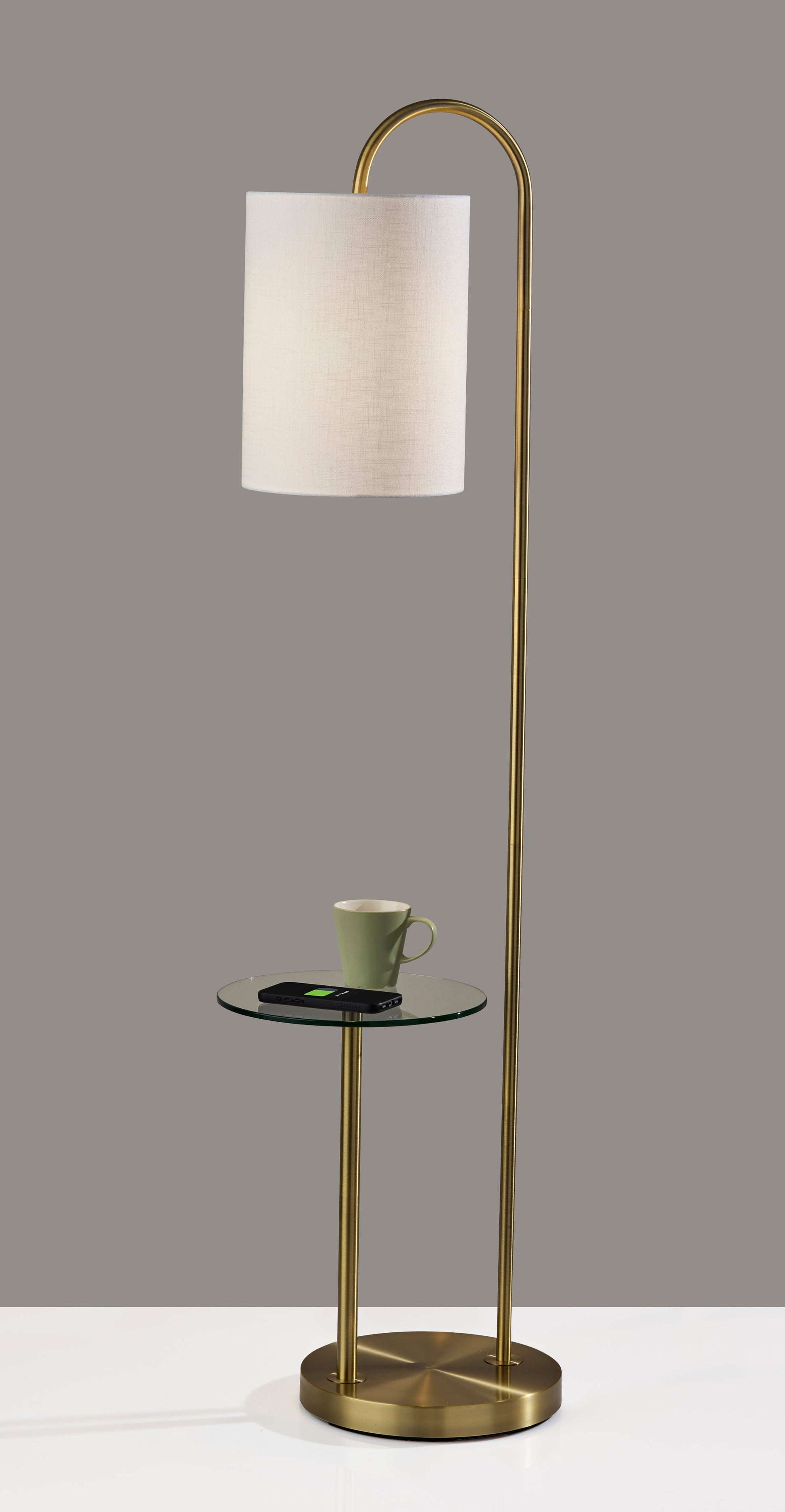Amira Shelf Floor Lamp - Antique Brass 64" White-Lighting-DECOROLALA